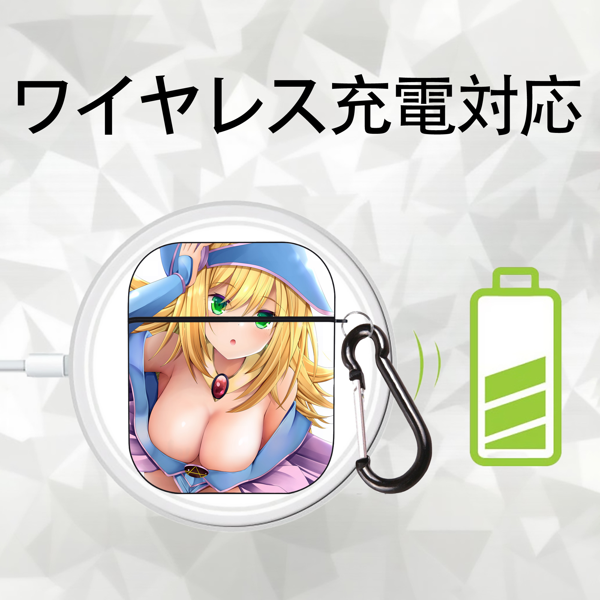遊☆戯☆王 Yu-Gi-Oh! AirPods 第2世代保護ケース ハードシェル ブラック 耐衝撃・防指紋・カラビナ付き