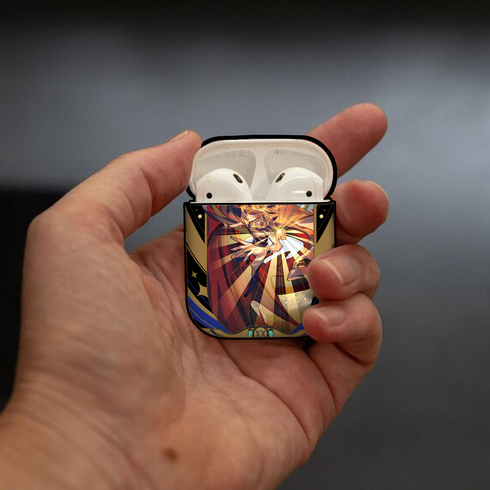 遊☆戯☆王 Yu-Gi-Oh! AirPods 第2世代保護ケース ハードシェル ブラック 耐衝撃・防指紋・カラビナ付き