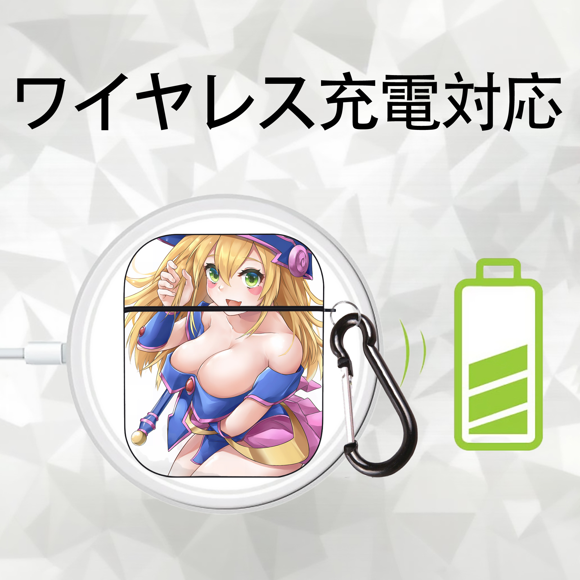 遊☆戯☆王 Yu-Gi-Oh! AirPods 第2世代保護ケース ハードシェル ブラック 耐衝撃・防指紋・カラビナ付き