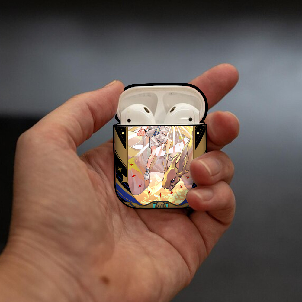 遊☆戯☆王 Yu-Gi-Oh! AirPods 第2世代保護ケース ハードシェル ブラック 耐衝撃・防指紋・カラビナ付き