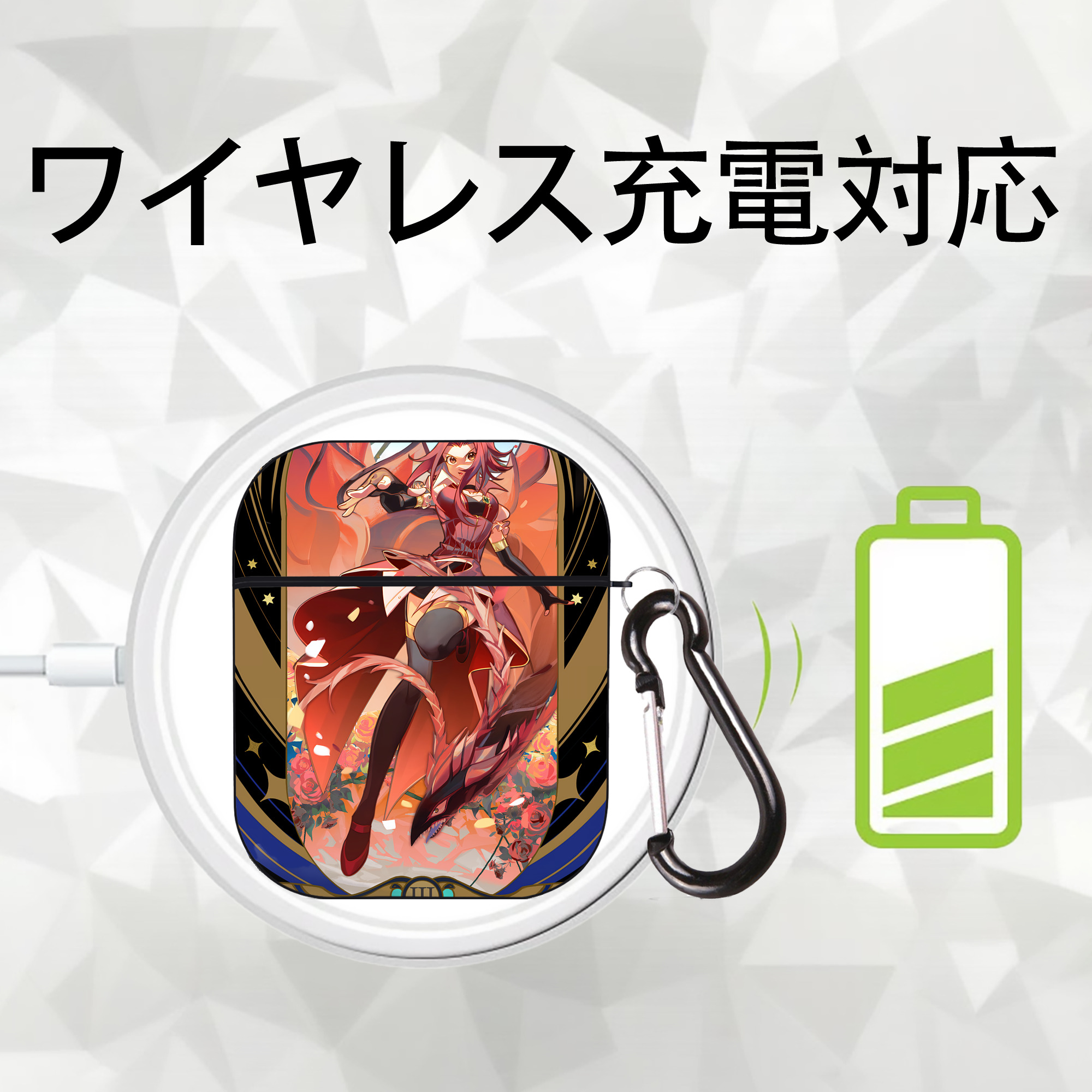 遊☆戯☆王 Yu-Gi-Oh! AirPods 第2世代保護ケース ハードシェル ブラック 耐衝撃・防指紋・カラビナ付き