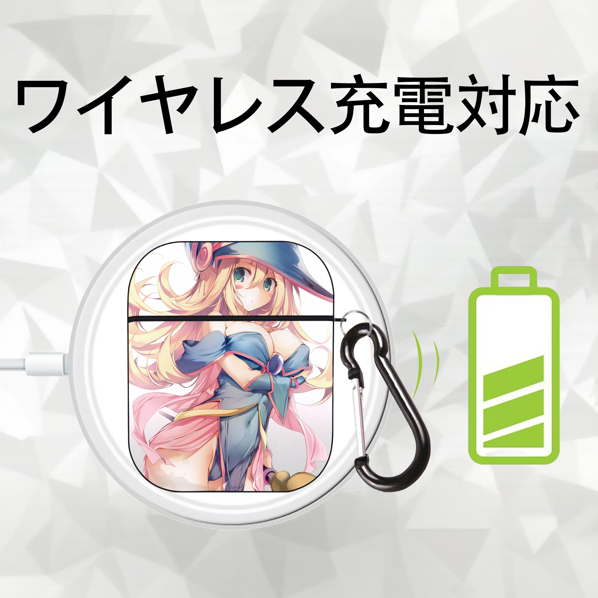 遊☆戯☆王 Yu-Gi-Oh! AirPods 第2世代保護ケース ハードシェル ブラック 耐衝撃・防指紋・カラビナ付き
