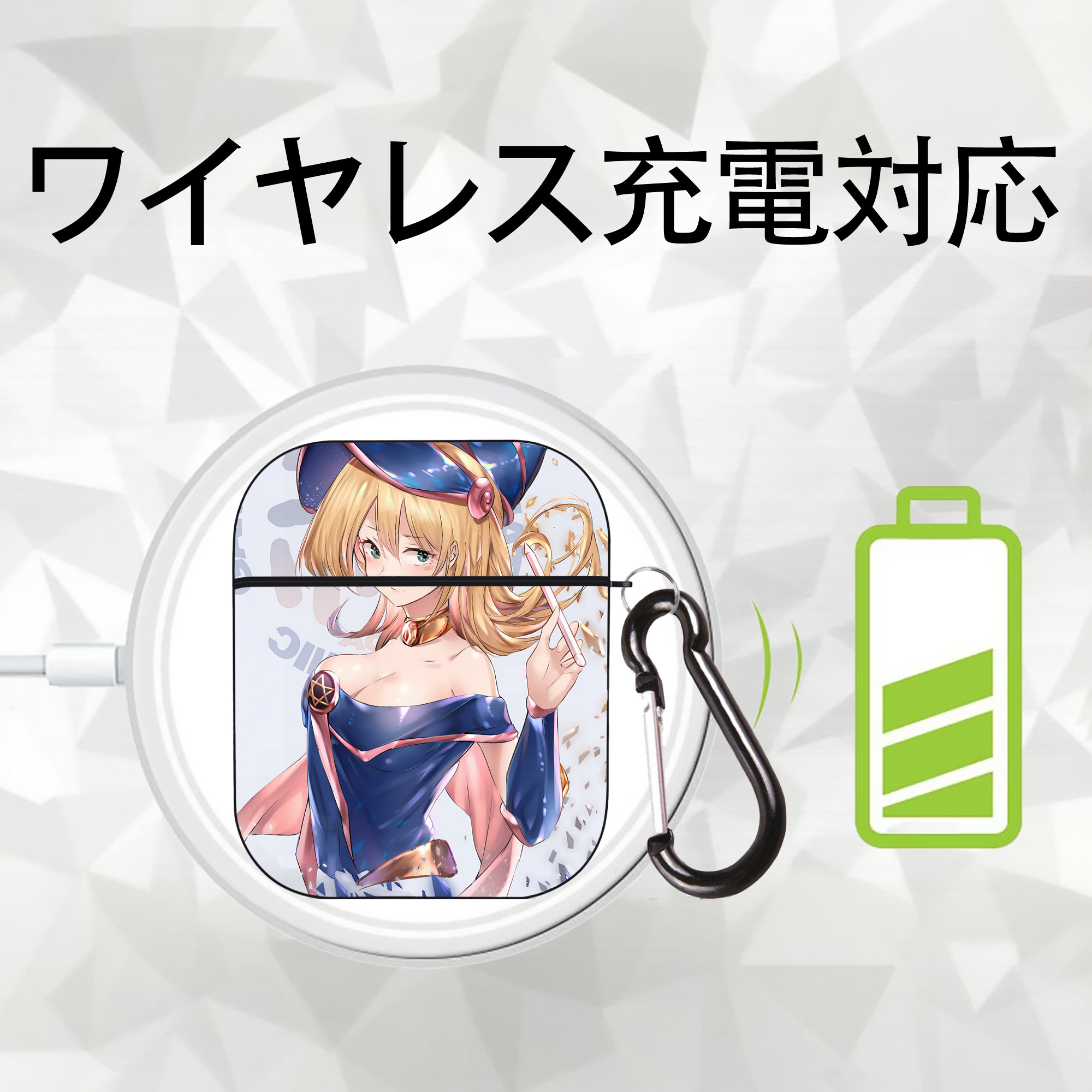 遊☆戯☆王 Yu-Gi-Oh! AirPods 第2世代保護ケース ハードシェル ブラック 耐衝撃・防指紋・カラビナ付き