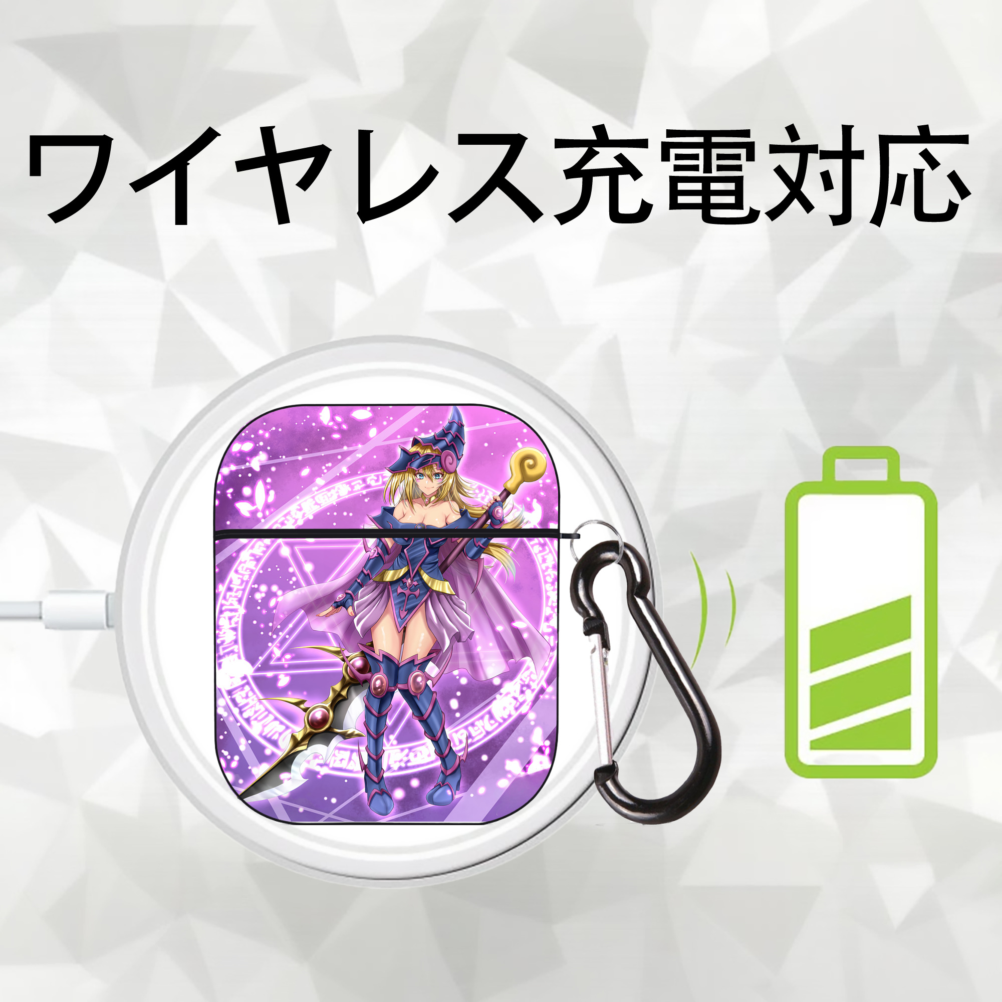 遊☆戯☆王 Yu-Gi-Oh! AirPods 第2世代保護ケース ハードシェル ブラック 耐衝撃・防指紋・カラビナ付き