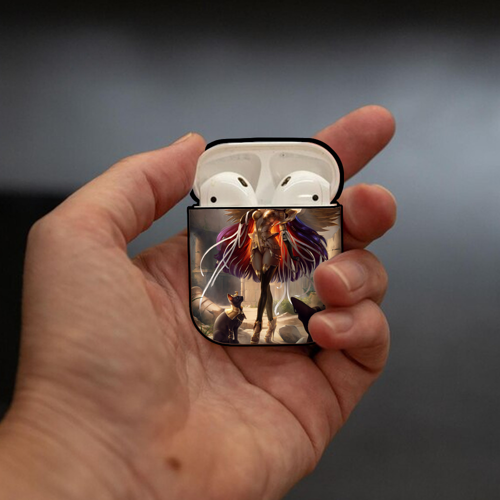 遊☆戯☆王 Yu-Gi-Oh! AirPods 第2世代保護ケース ハードシェル ブラック 耐衝撃・防指紋・カラビナ付き