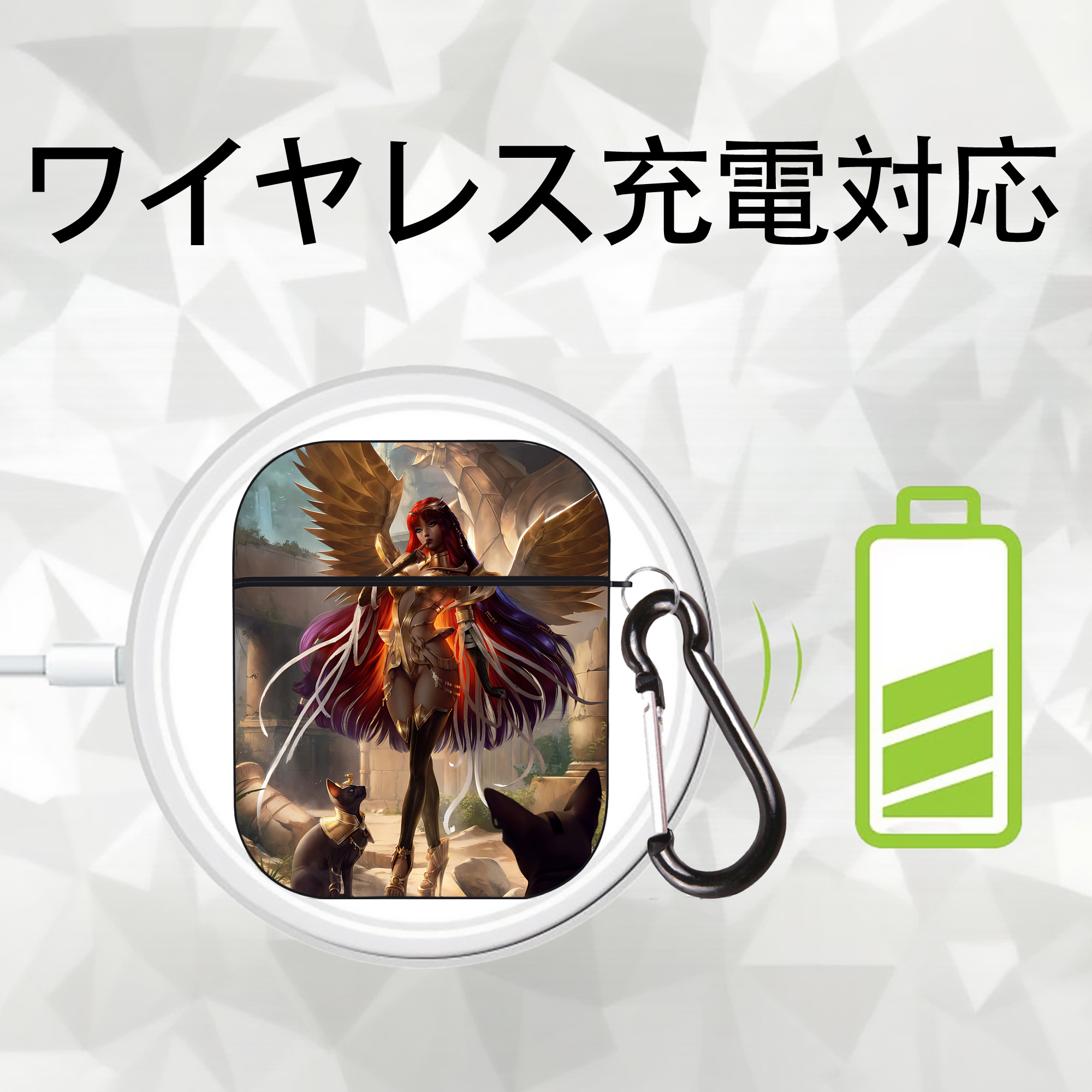 遊☆戯☆王 Yu-Gi-Oh! AirPods 第2世代保護ケース ハードシェル ブラック 耐衝撃・防指紋・カラビナ付き