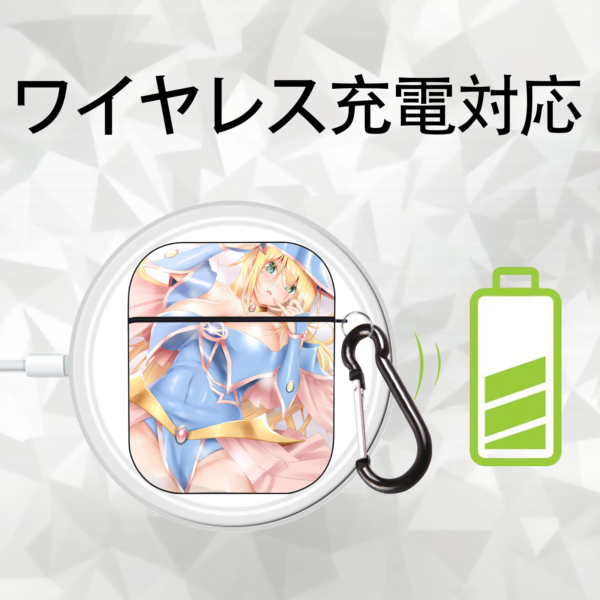 遊☆戯☆王 Yu-Gi-Oh! AirPods 第2世代保護ケース ハードシェル ブラック 耐衝撃・防指紋・カラビナ付き