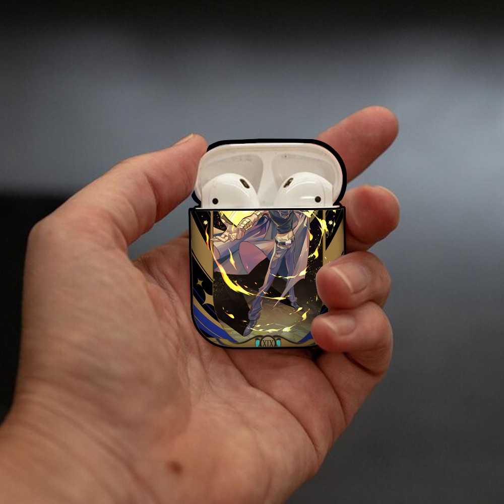 遊☆戯☆王 Yu-Gi-Oh! AirPods 第2世代保護ケース ハードシェル ブラック 耐衝撃・防指紋・カラビナ付き