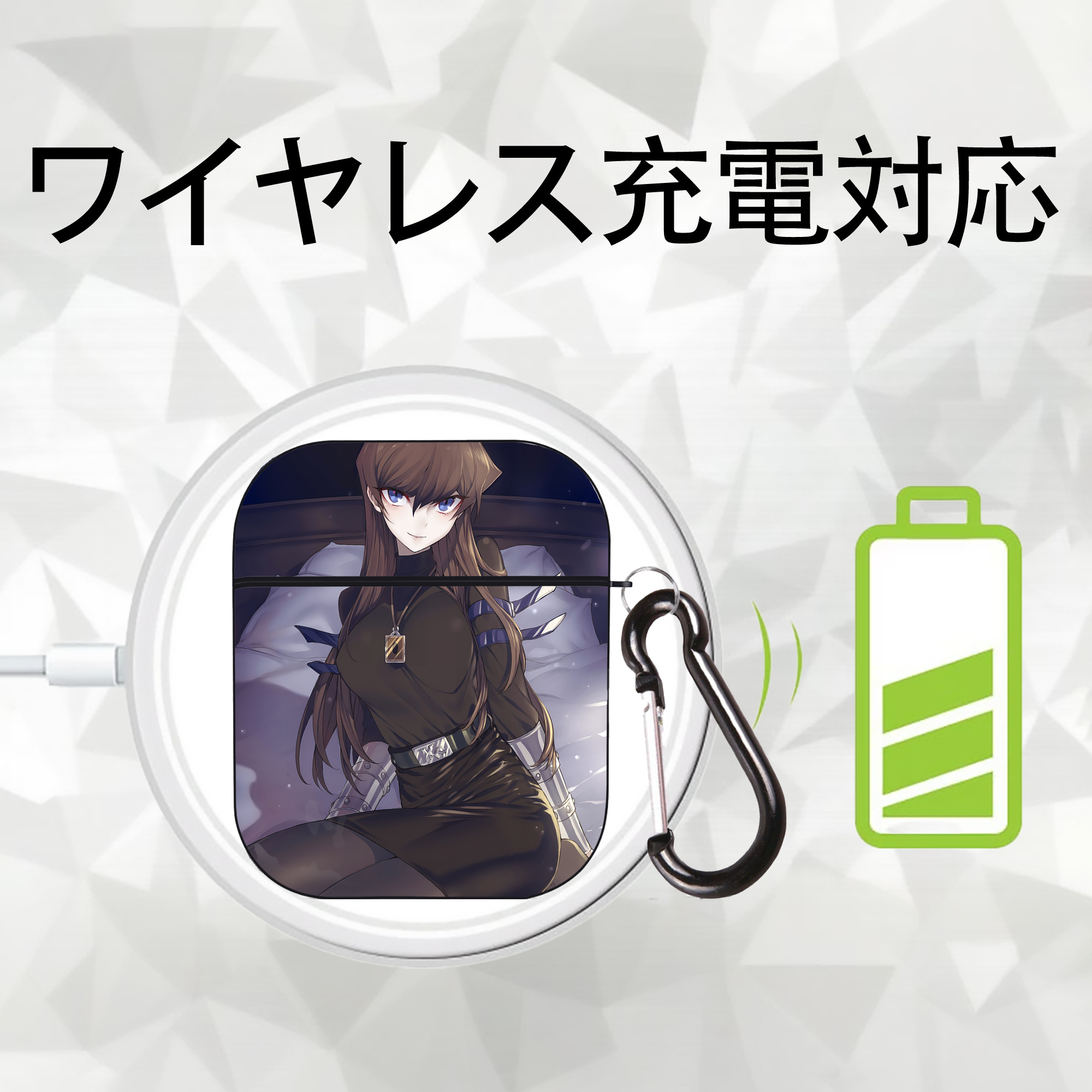 遊☆戯☆王 Yu-Gi-Oh! AirPods 第2世代保護ケース ハードシェル ブラック 耐衝撃・防指紋・カラビナ付き