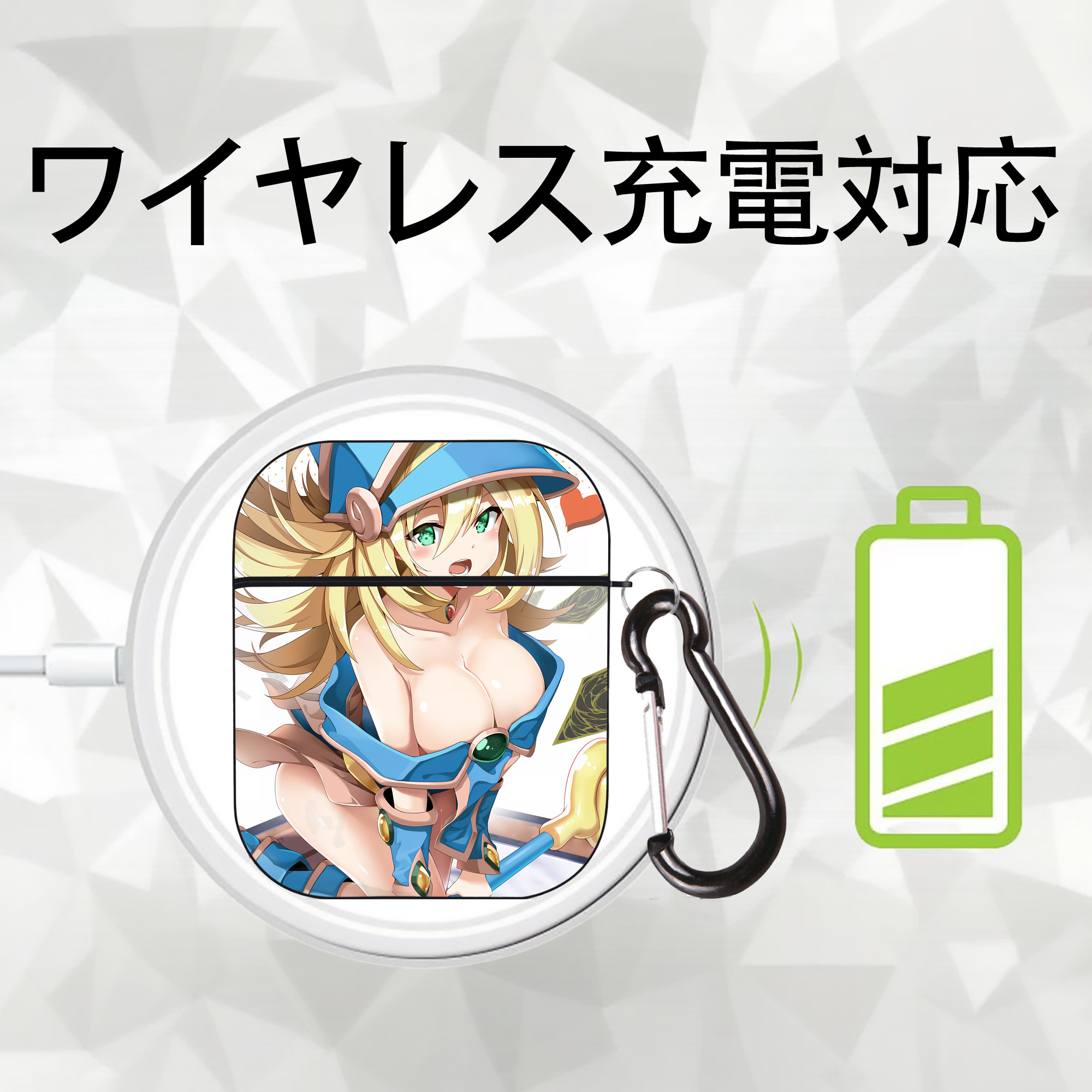 遊☆戯☆王 Yu-Gi-Oh! AirPods 第2世代保護ケース ハードシェル ブラック 耐衝撃・防指紋・カラビナ付き