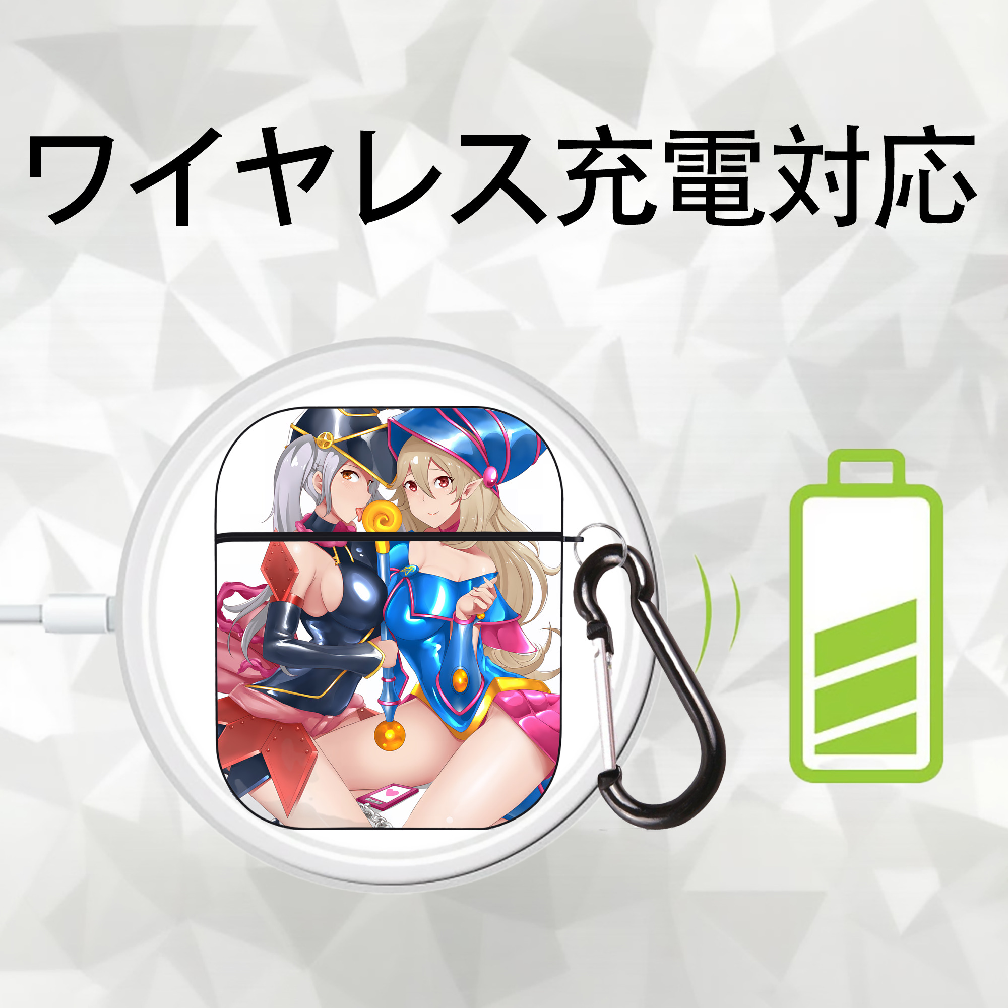 遊☆戯☆王 Yu-Gi-Oh! AirPods 第2世代保護ケース ハードシェル ブラック 耐衝撃・防指紋・カラビナ付き