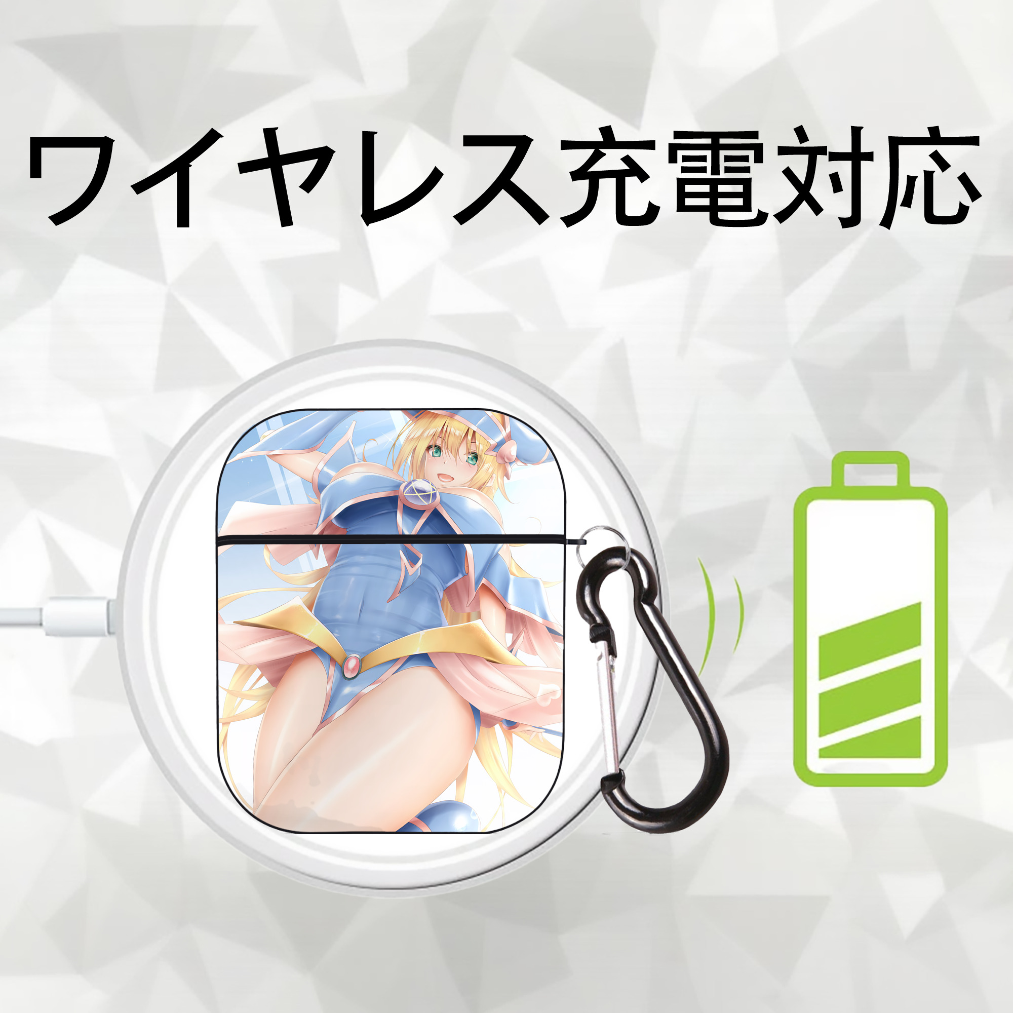 遊☆戯☆王 Yu-Gi-Oh! AirPods 第2世代保護ケース ハードシェル ブラック 耐衝撃・防指紋・カラビナ付き