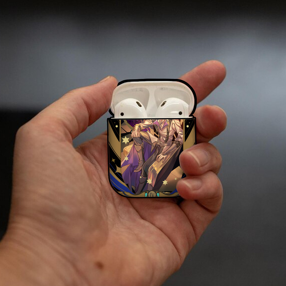 遊☆戯☆王 Yu-Gi-Oh! AirPods 第2世代保護ケース ハードシェル ブラック 耐衝撃・防指紋・カラビナ付き