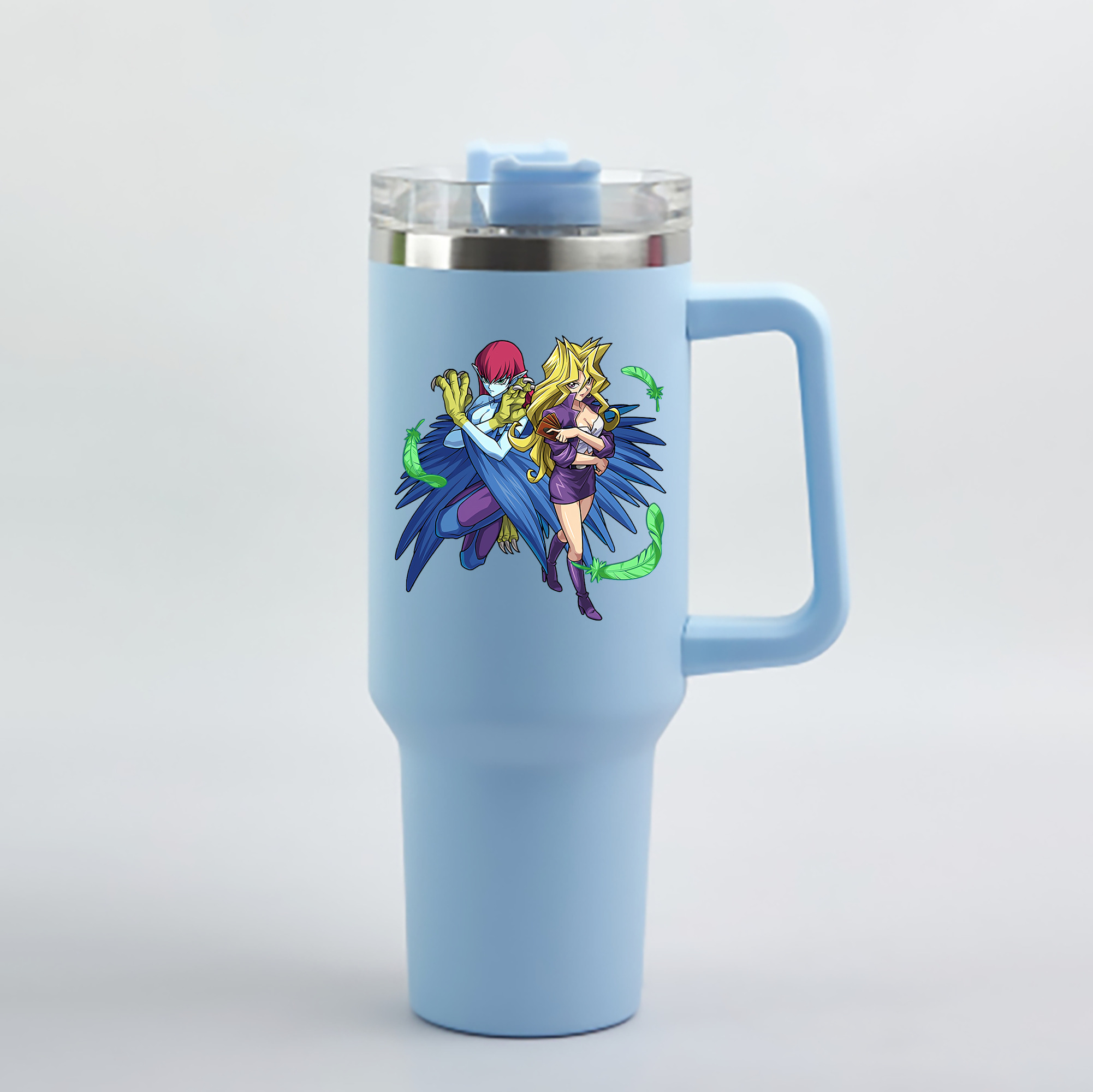 （画像用） 遊☆戯☆王 Yu-Gi-Oh! 1200mL車用タンブラー - クリスタルステッカー（プラスチックストロー付き）