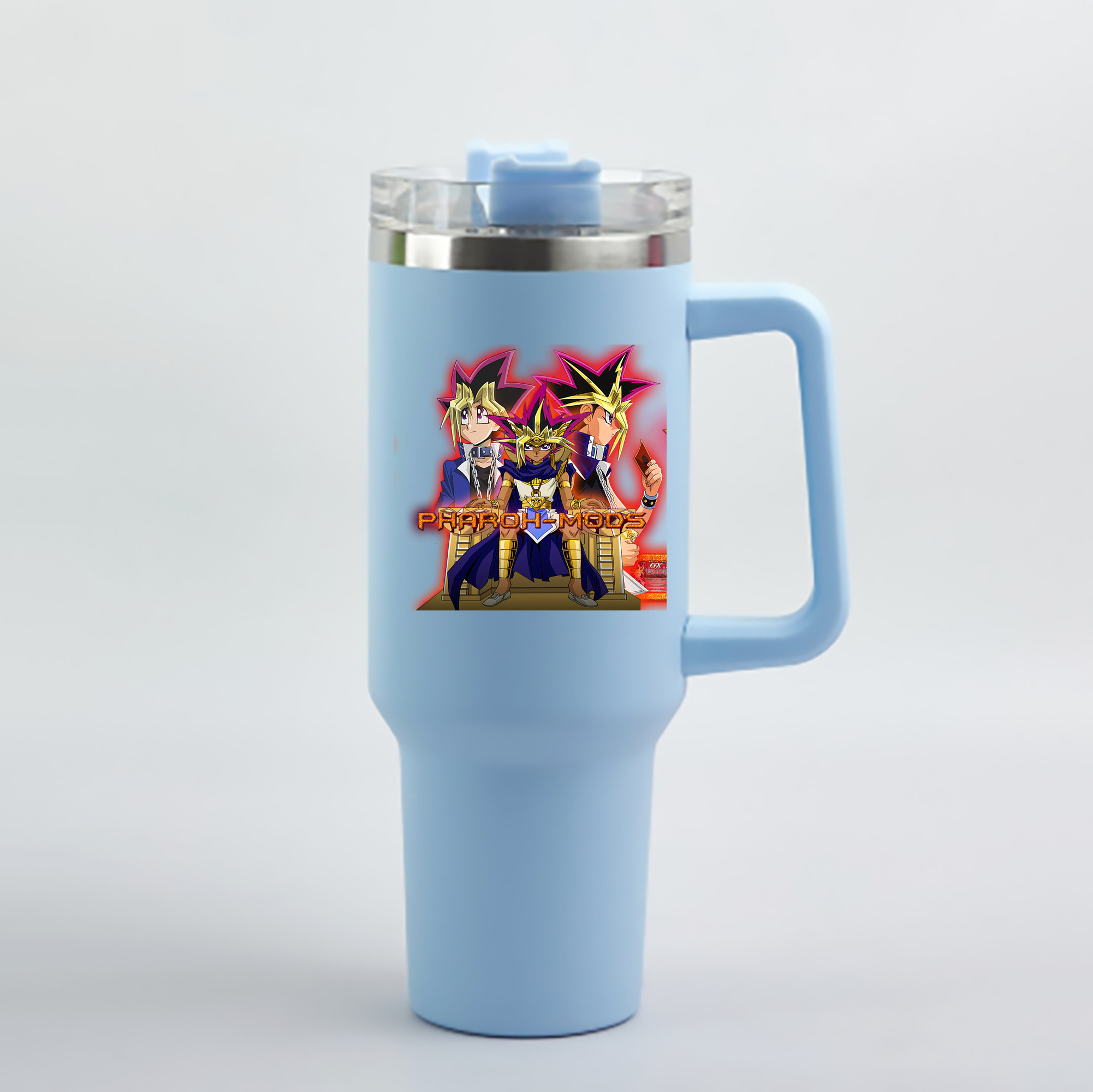 （画像用） 遊☆戯☆王 Yu-Gi-Oh! 1200mL車用タンブラー - クリスタルステッカー（プラスチックストロー付き）