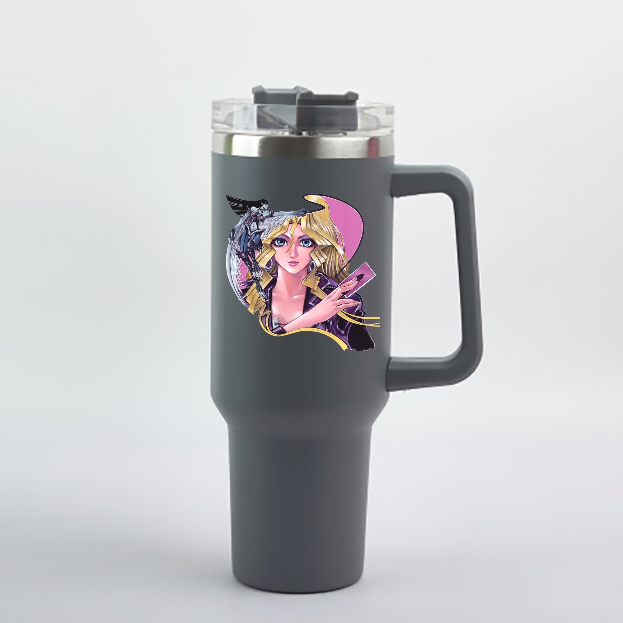 （画像用） 遊☆戯☆王 Yu-Gi-Oh! 1200mL車用タンブラー - クリスタルステッカー（プラスチックストロー付き）