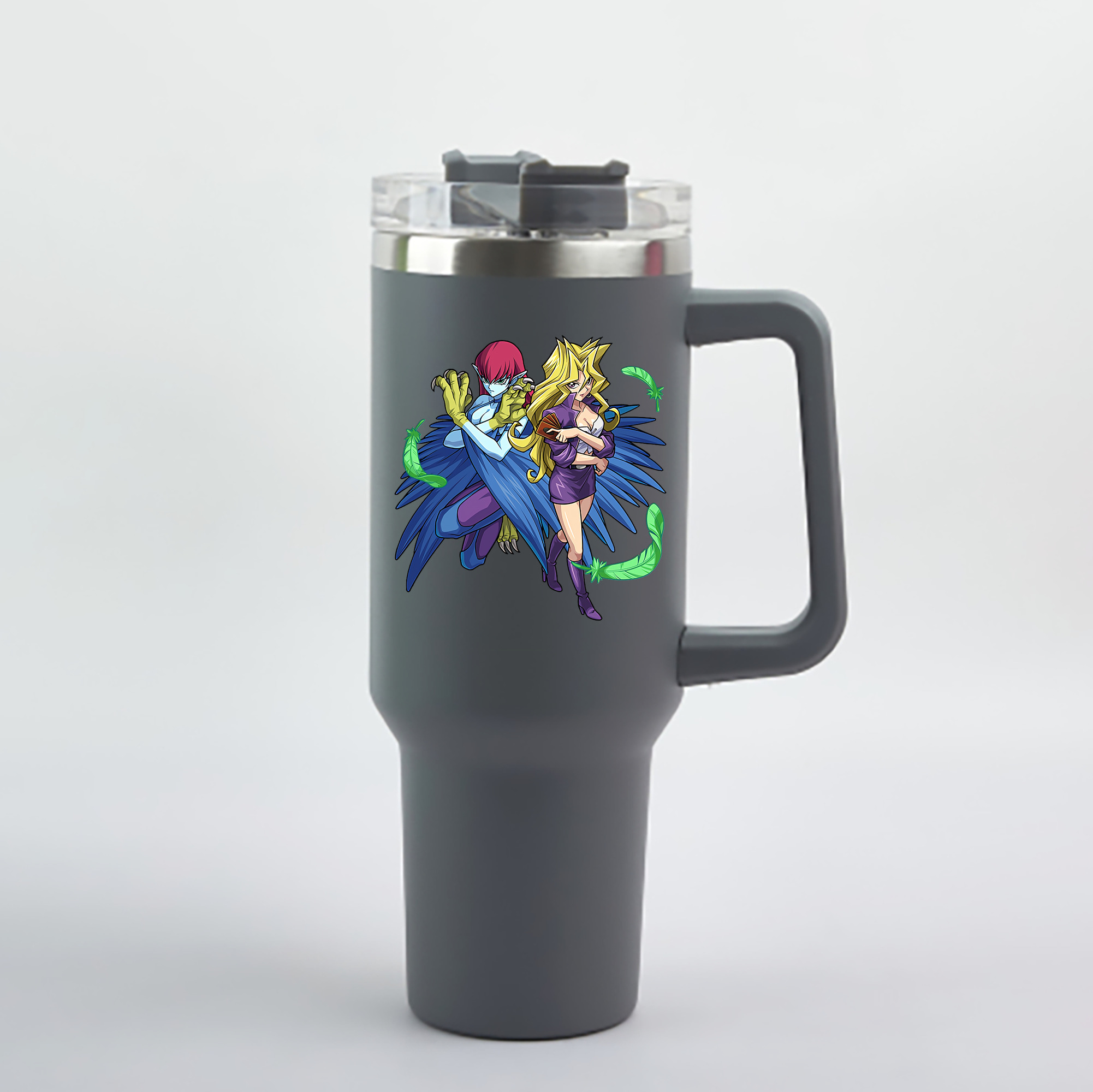 （画像用） 遊☆戯☆王 Yu-Gi-Oh! 1200mL車用タンブラー - クリスタルステッカー（プラスチックストロー付き）