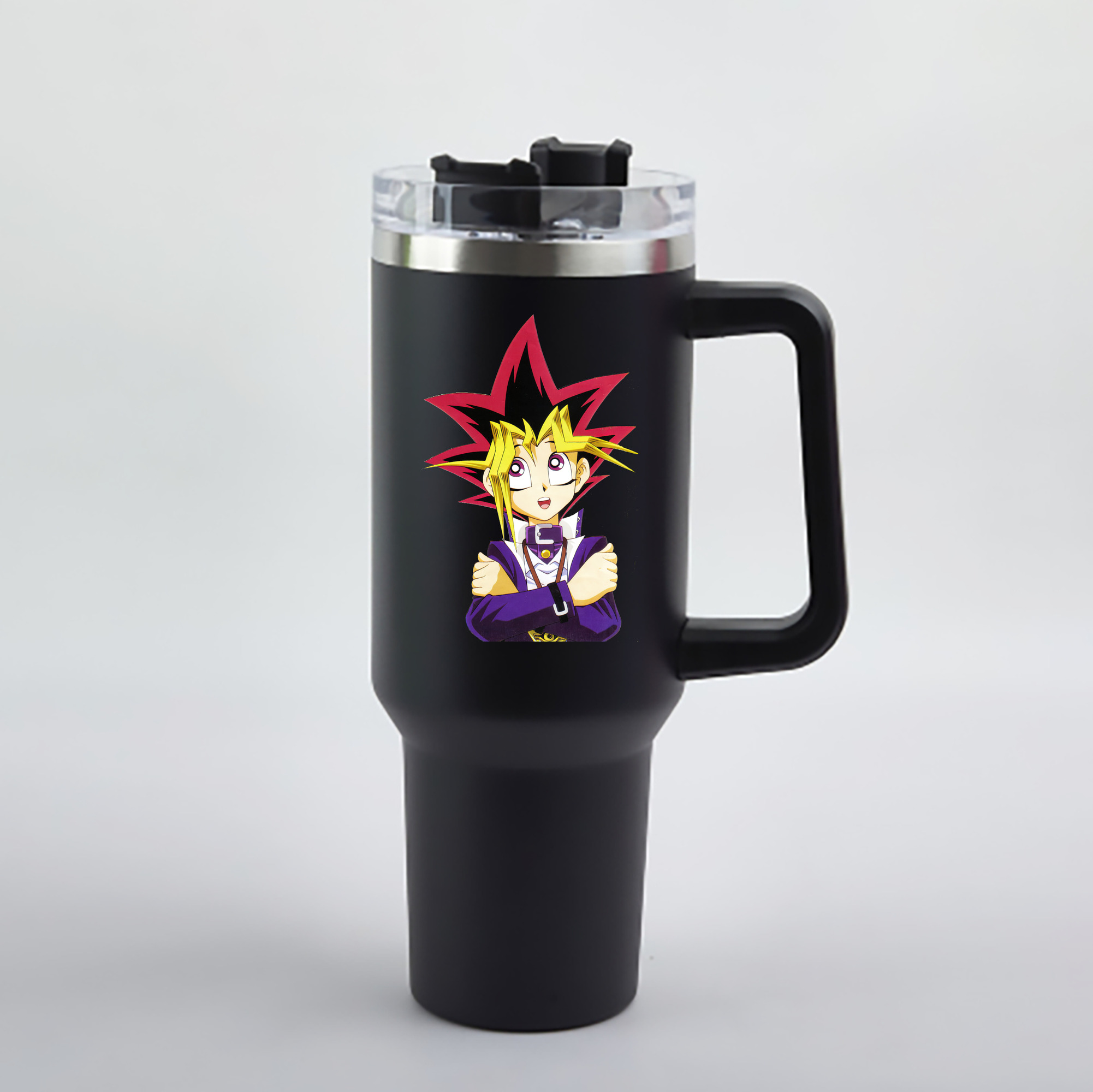（画像用） 遊☆戯☆王 Yu-Gi-Oh! 1200mL車用タンブラー - クリスタルステッカー（プラスチックストロー付き）