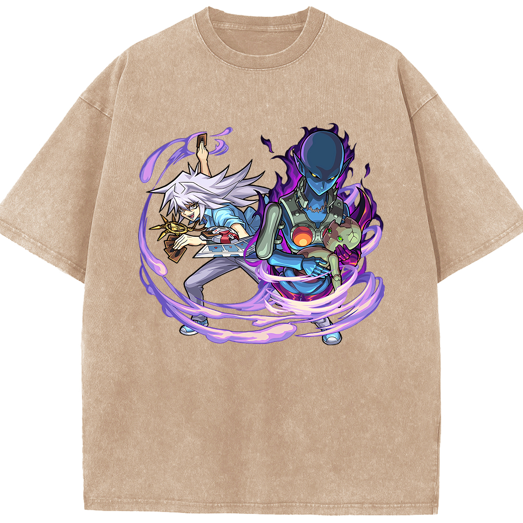 （画像用） 遊☆戯☆王 Yu-Gi-Oh! 綿100% ヴィンテージ風 半袖Tシャツ（フロントプリント）