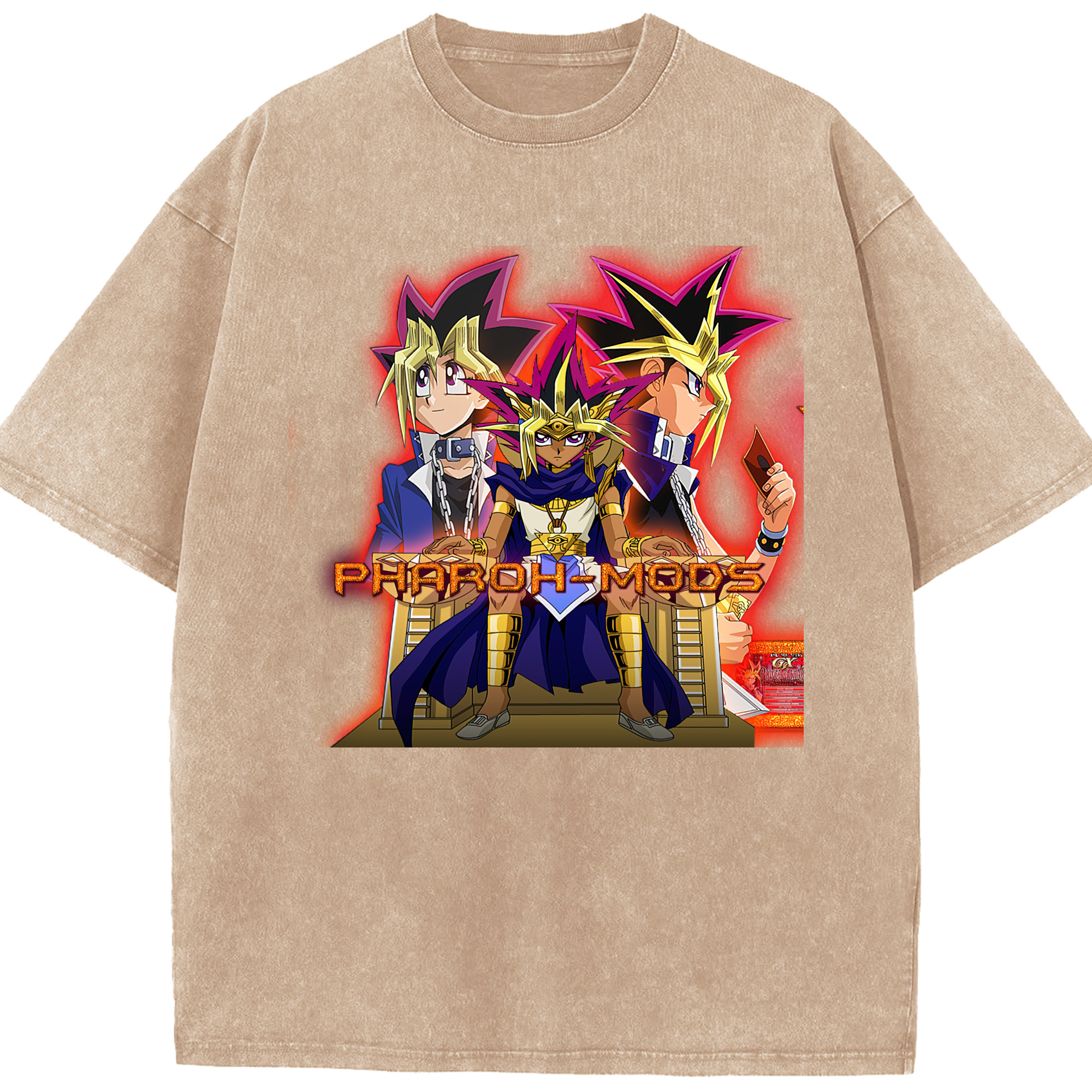 （画像用） 遊☆戯☆王 Yu-Gi-Oh! 綿100% ヴィンテージ風 半袖Tシャツ（フロントプリント）