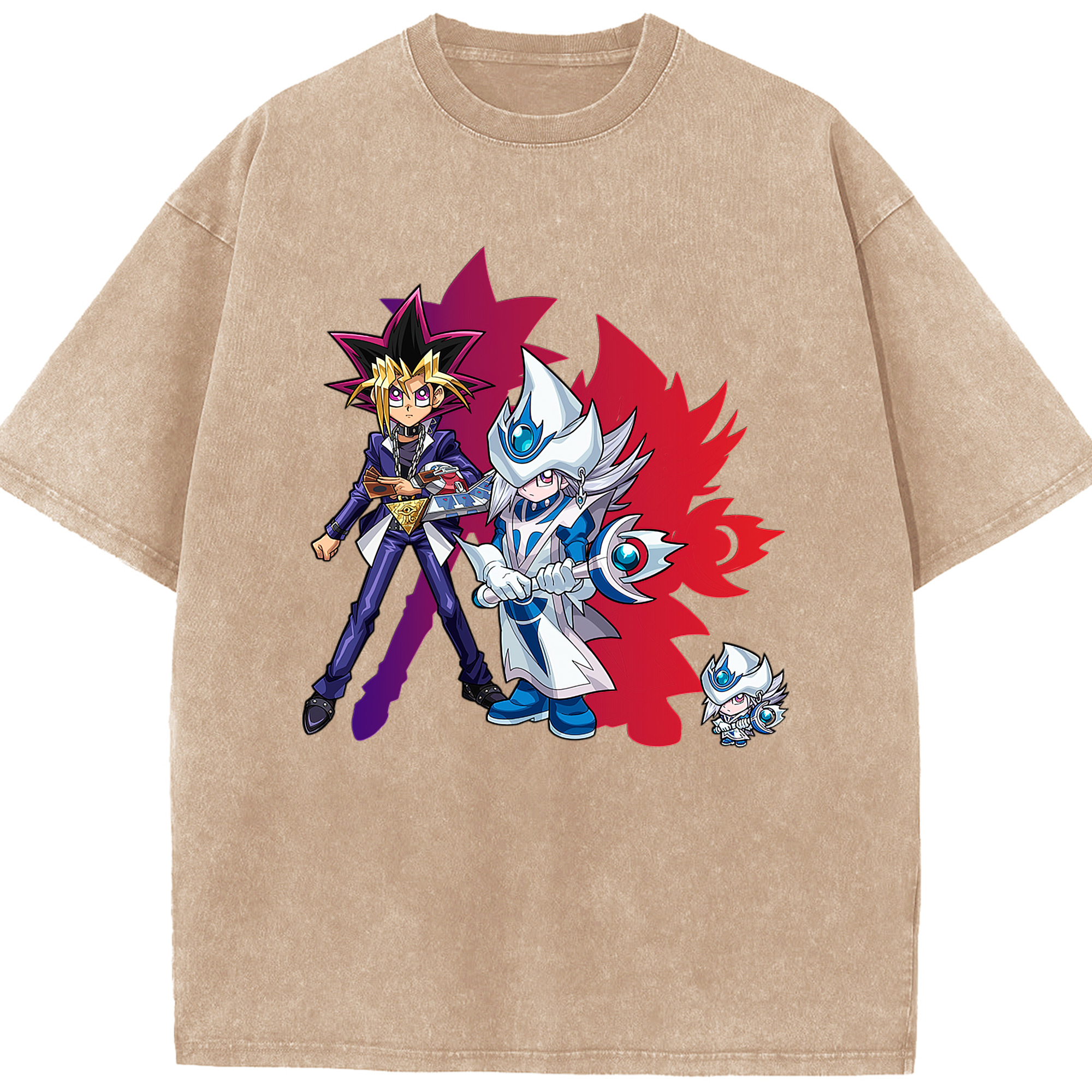 （画像用） 遊☆戯☆王 Yu-Gi-Oh! 綿100% ヴィンテージ風 半袖Tシャツ（フロントプリント）