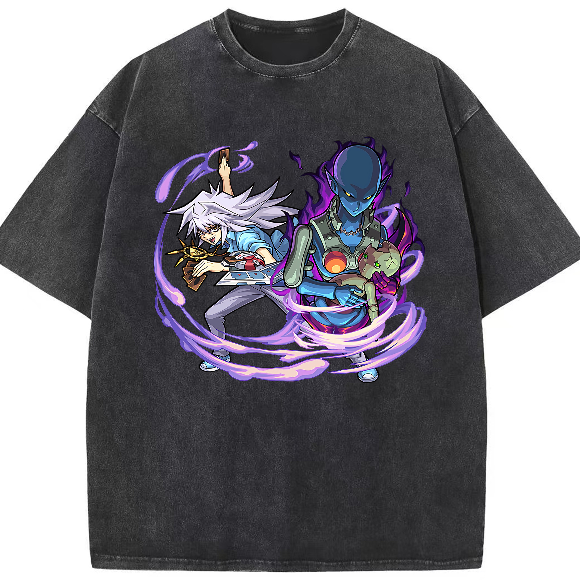 （画像用） 遊☆戯☆王 Yu-Gi-Oh! 綿100% ヴィンテージ風 半袖Tシャツ（フロントプリント）