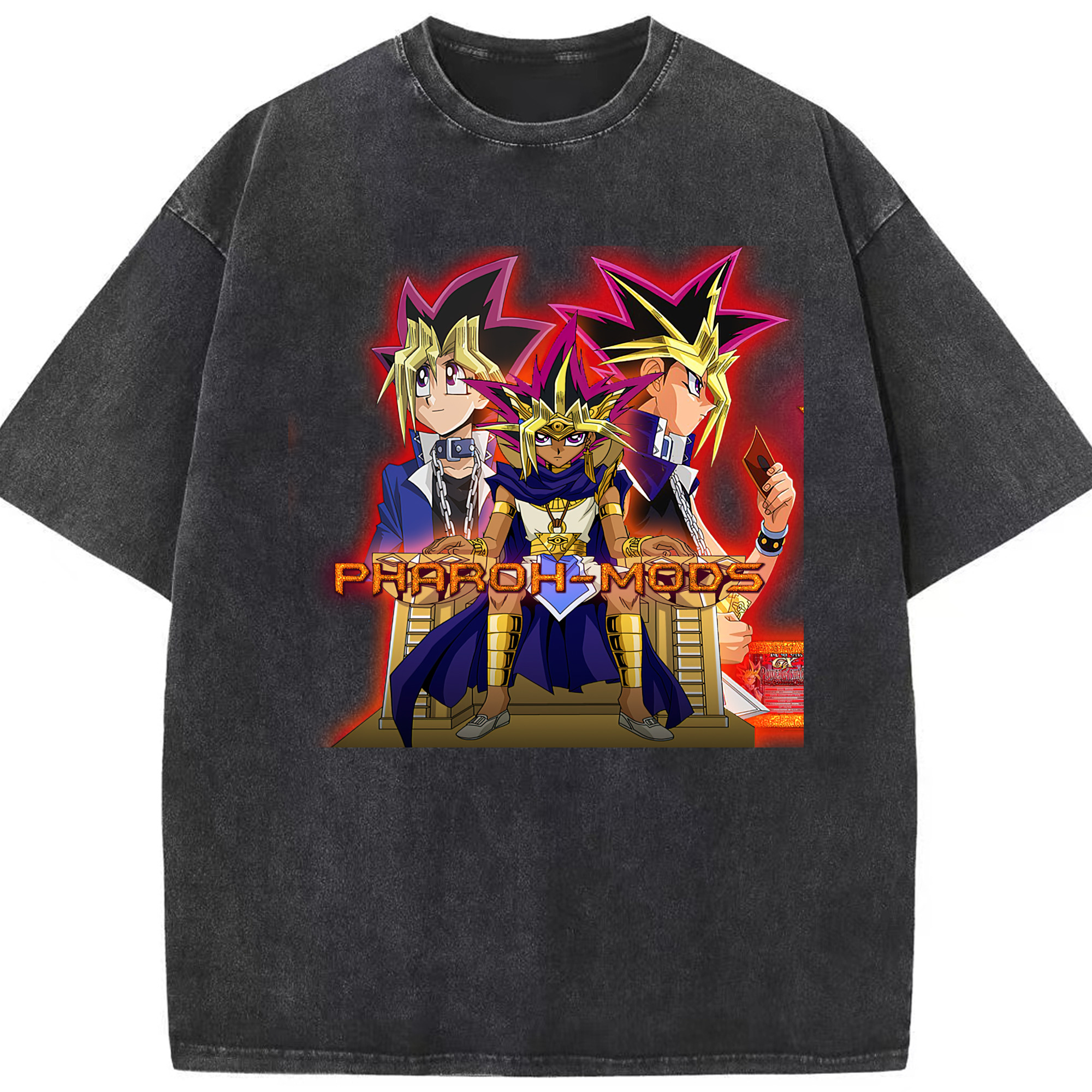 （画像用） 遊☆戯☆王 Yu-Gi-Oh! 綿100% ヴィンテージ風 半袖Tシャツ（フロントプリント）