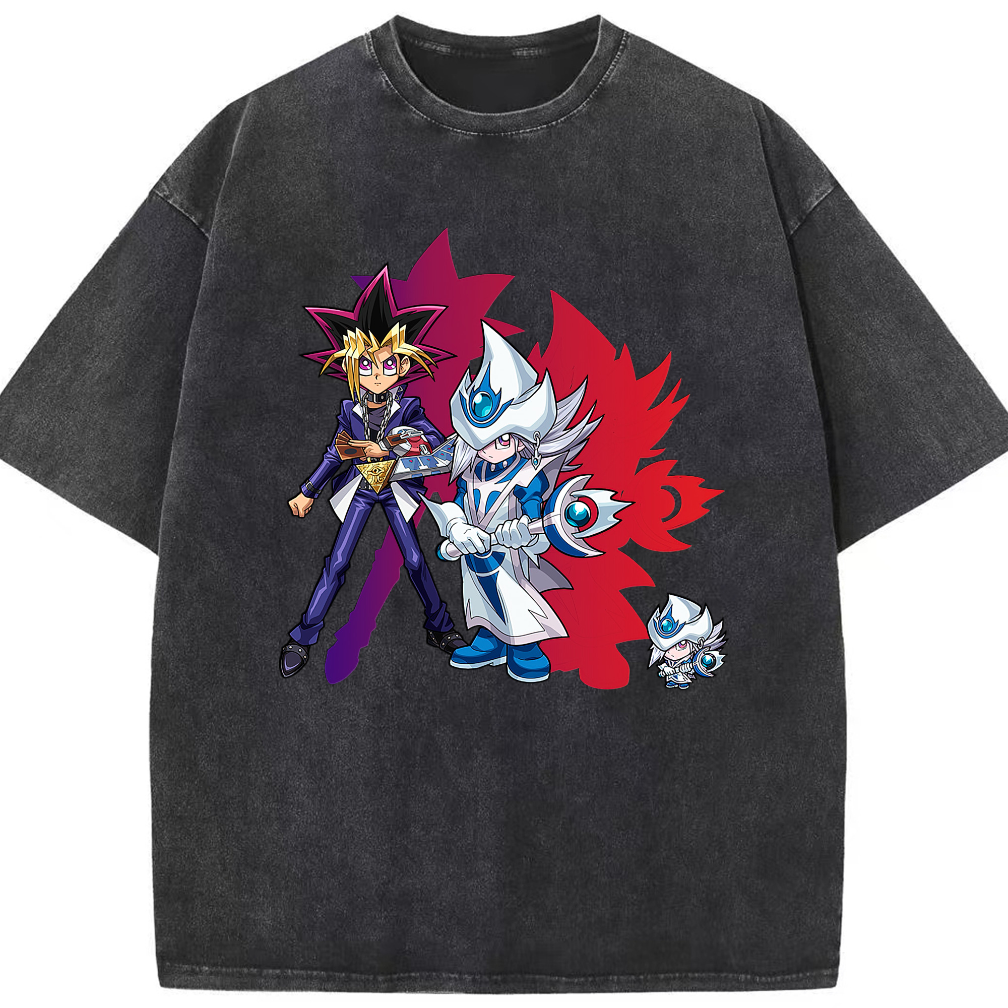 （画像用） 遊☆戯☆王 Yu-Gi-Oh! 綿100% ヴィンテージ風 半袖Tシャツ（フロントプリント）