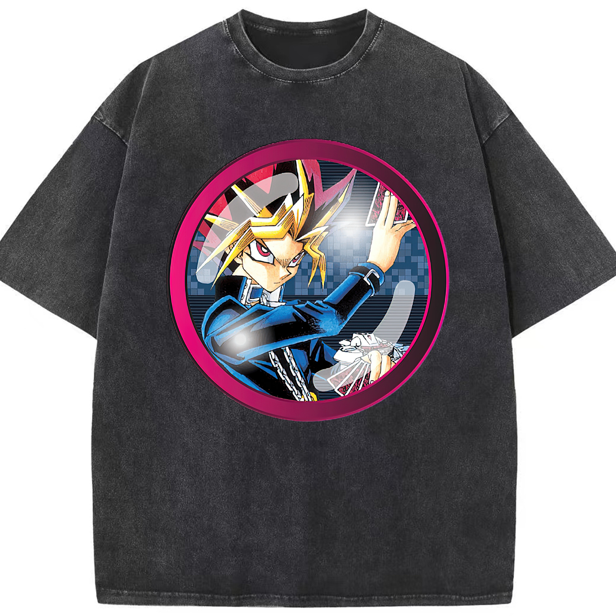 （画像用） 遊☆戯☆王 Yu-Gi-Oh! 綿100% ヴィンテージ風 半袖Tシャツ（フロントプリント）