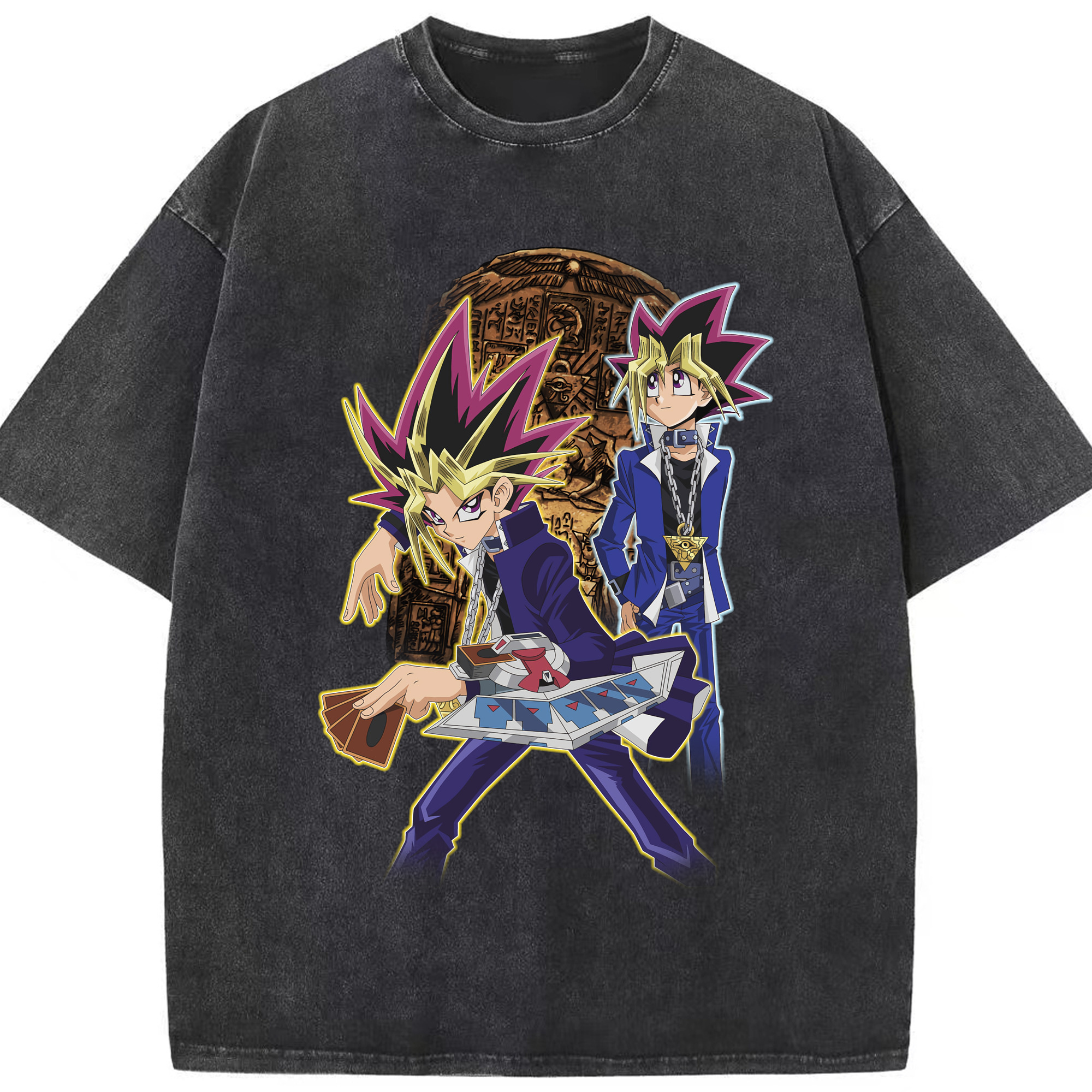 （画像用） 遊☆戯☆王 Yu-Gi-Oh! 綿100% ヴィンテージ風 半袖Tシャツ（フロントプリント）