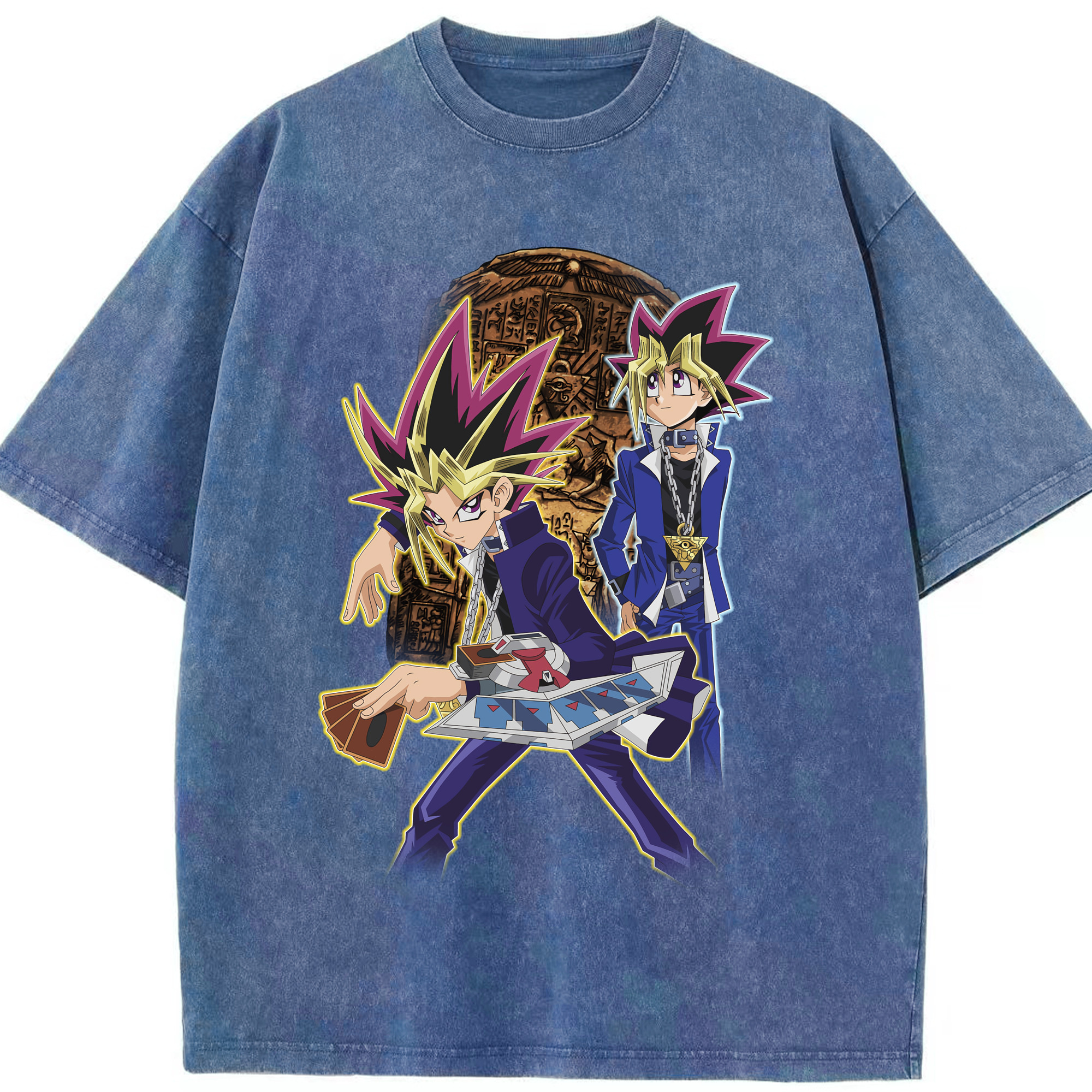 （画像用） 遊☆戯☆王 Yu-Gi-Oh! 綿100% ヴィンテージ風 半袖Tシャツ（フロントプリント）