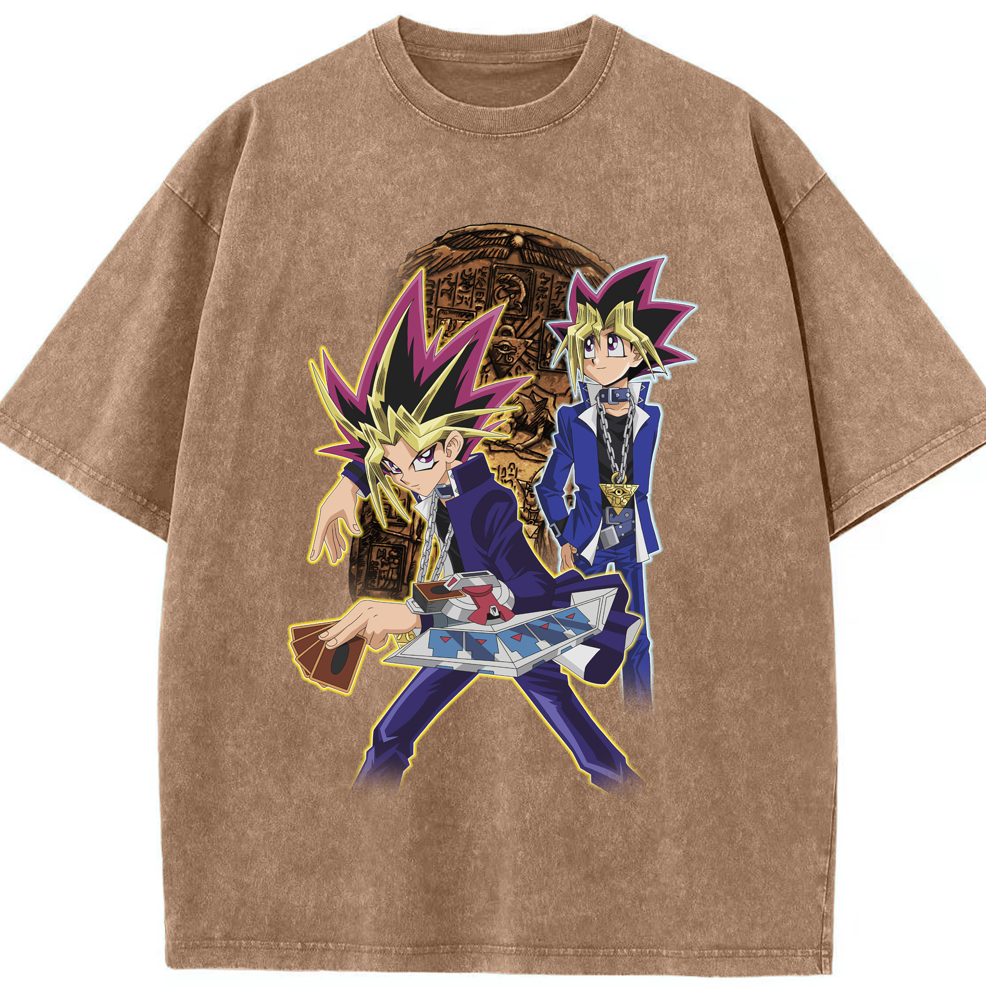 （画像用） 遊☆戯☆王 Yu-Gi-Oh! 綿100% ヴィンテージ風 半袖Tシャツ（フロントプリント）
