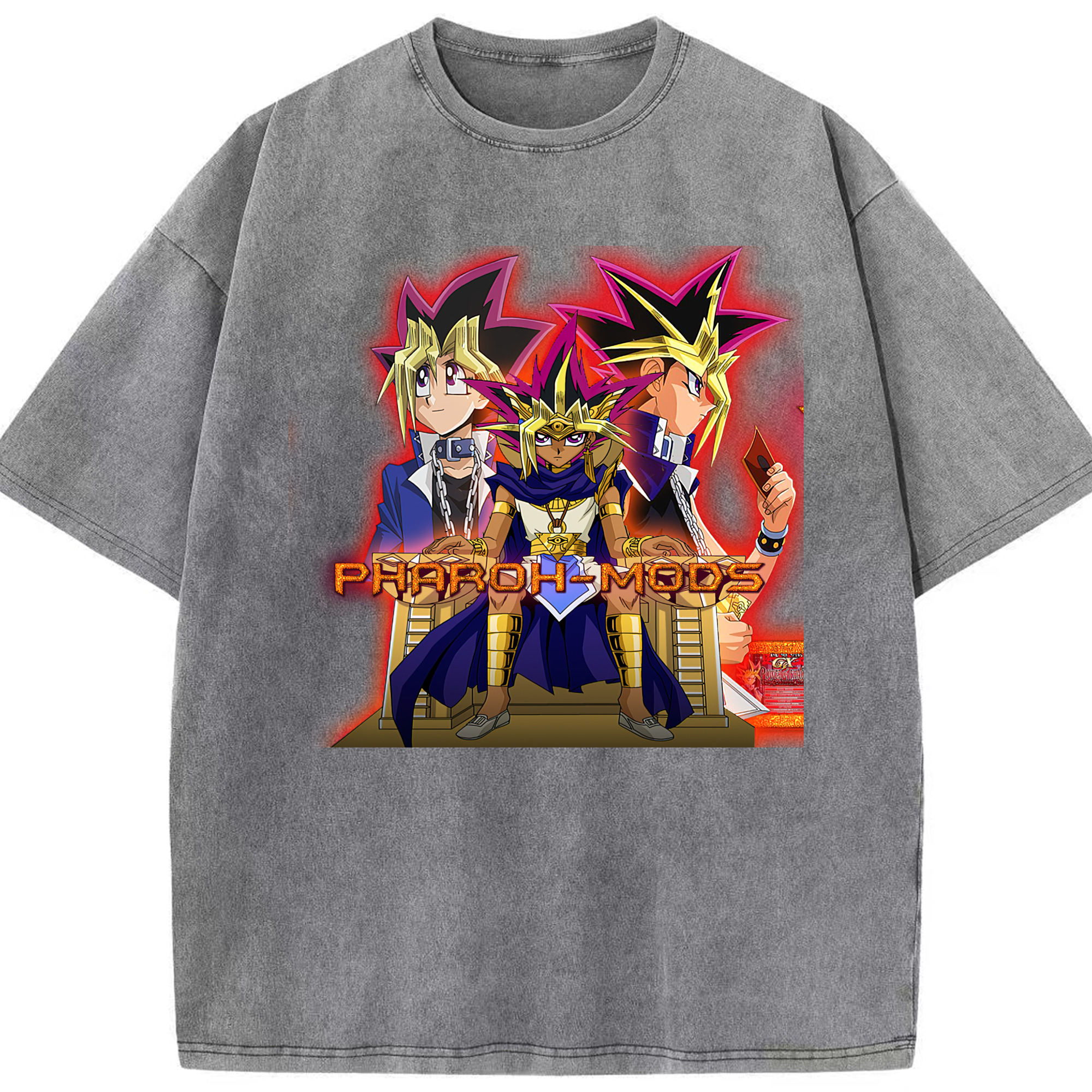 （画像用） 遊☆戯☆王 Yu-Gi-Oh! 綿100% ヴィンテージ風 半袖Tシャツ（フロントプリント）