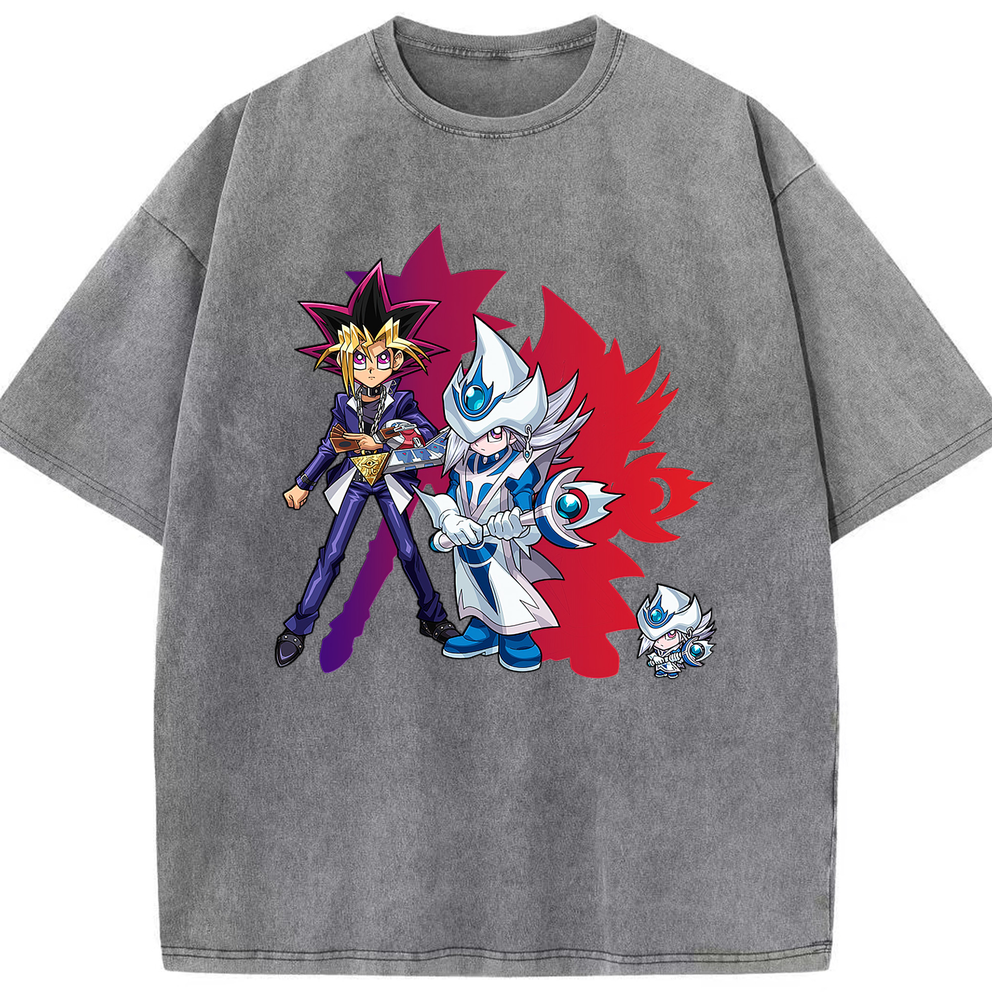 （画像用） 遊☆戯☆王 Yu-Gi-Oh! 綿100% ヴィンテージ風 半袖Tシャツ（フロントプリント）