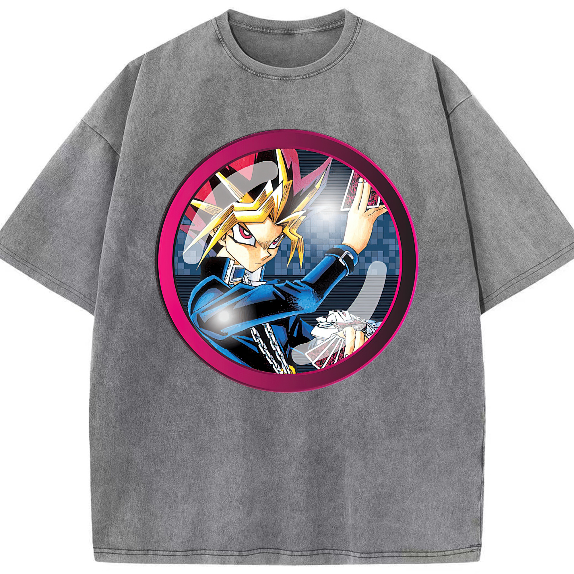 （画像用） 遊☆戯☆王 Yu-Gi-Oh! 綿100% ヴィンテージ風 半袖Tシャツ（フロントプリント）