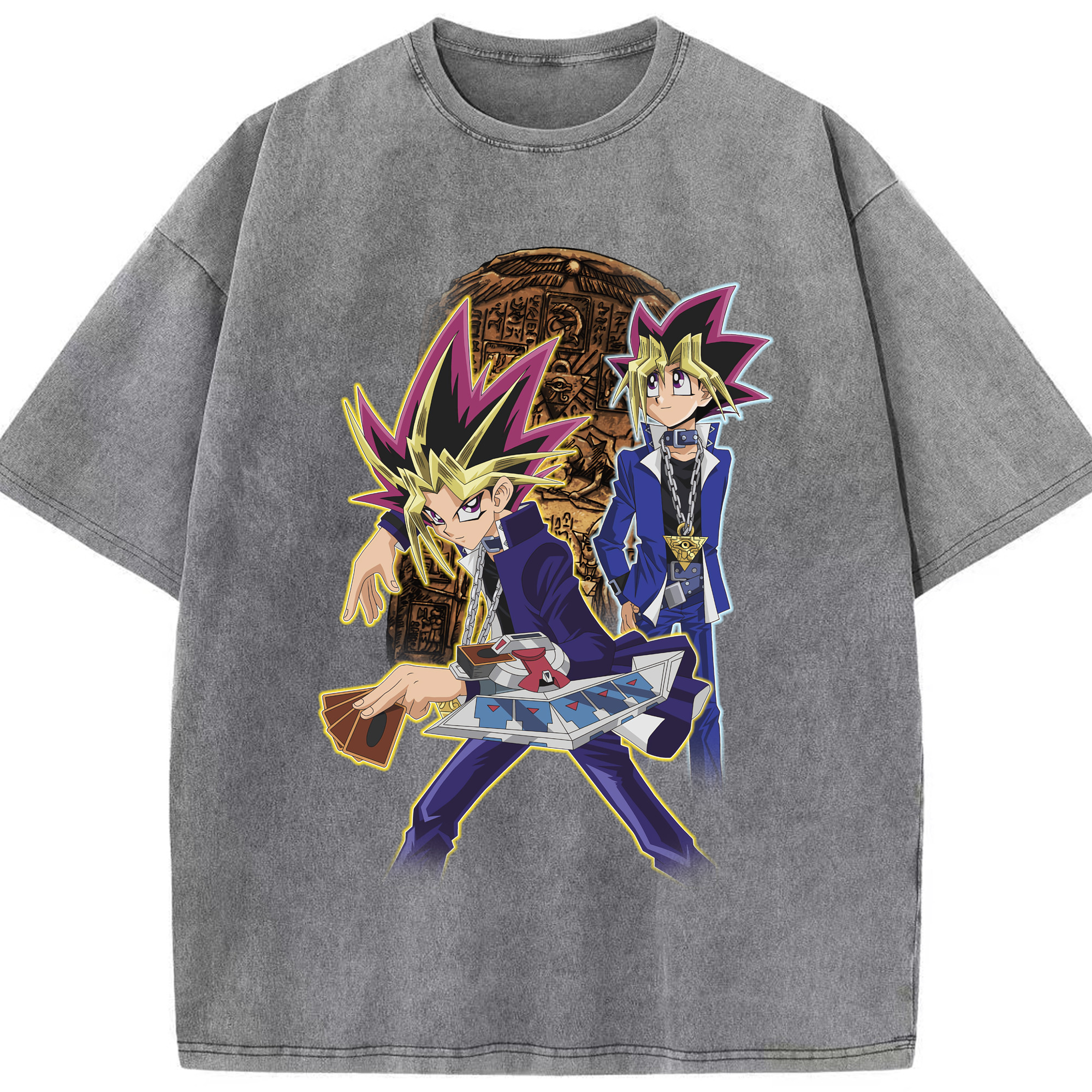 （画像用） 遊☆戯☆王 Yu-Gi-Oh! 綿100% ヴィンテージ風 半袖Tシャツ（フロントプリント）