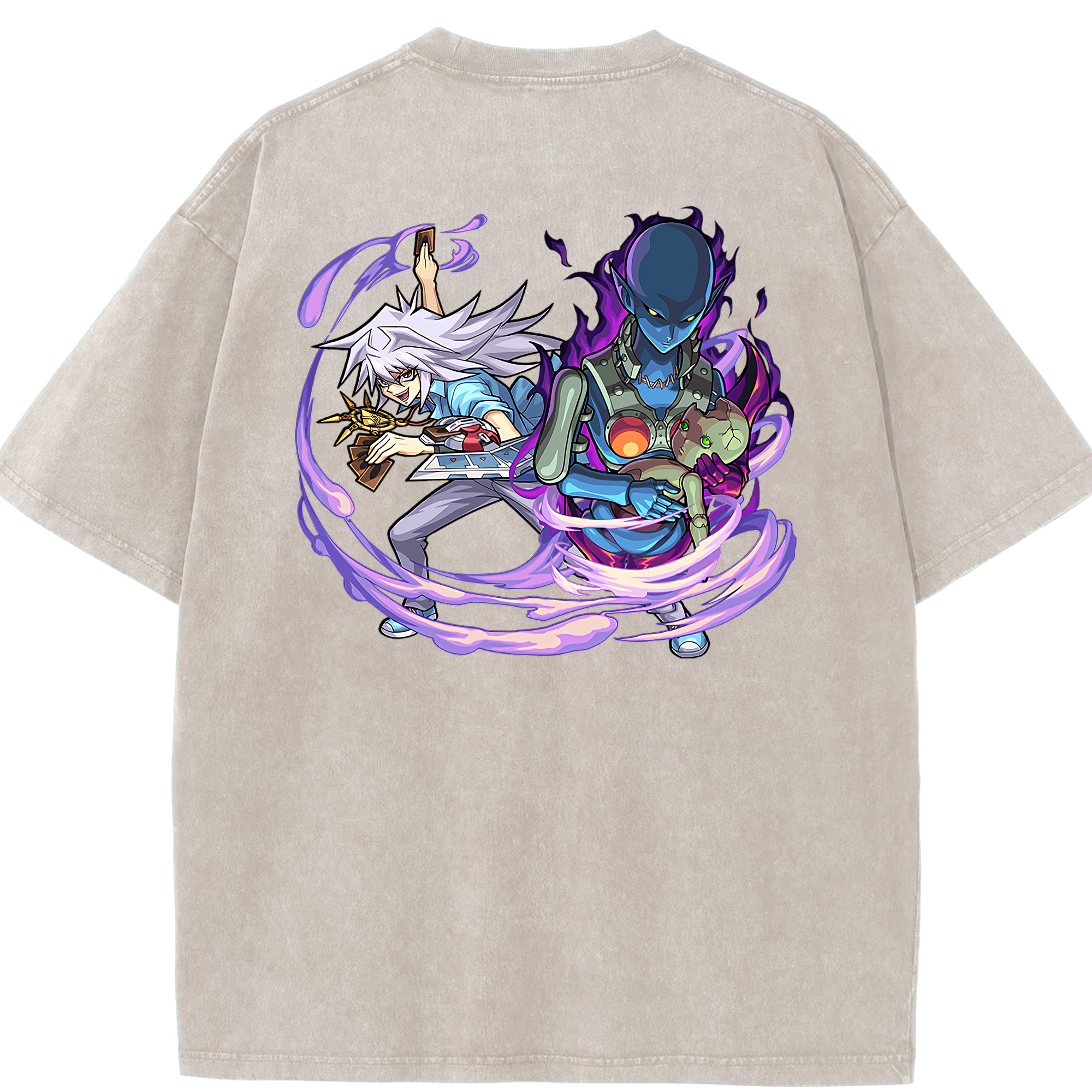 （画像用） 遊☆戯☆王 Yu-Gi-Oh! 綿100% ヴィンテージ風 半袖Tシャツ（背面プリント）
