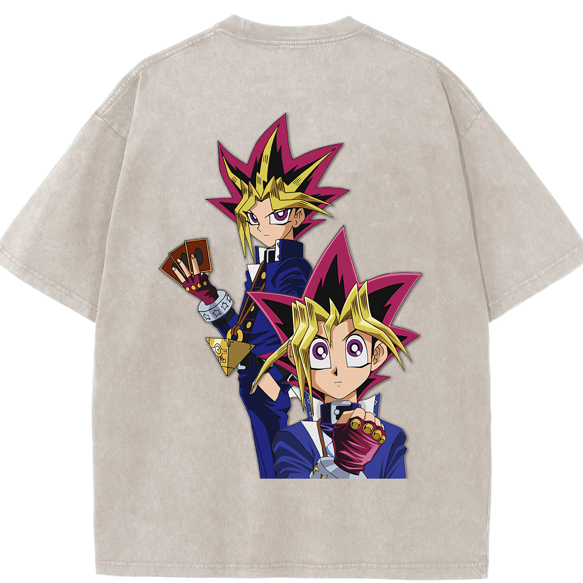 （画像用） 遊☆戯☆王 Yu-Gi-Oh! 綿100% ヴィンテージ風 半袖Tシャツ（背面プリント）
