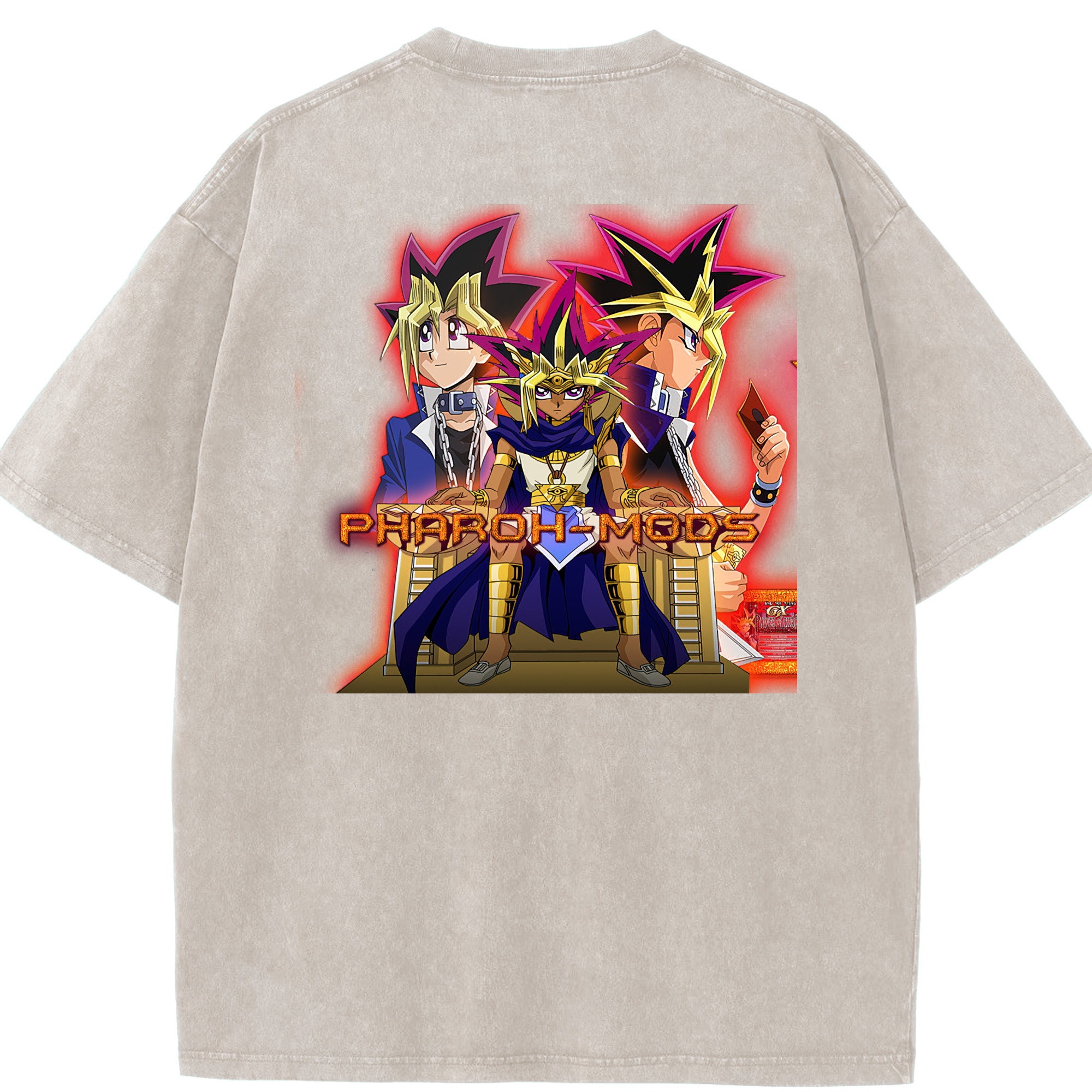 （画像用） 遊☆戯☆王 Yu-Gi-Oh! 綿100% ヴィンテージ風 半袖Tシャツ（背面プリント）