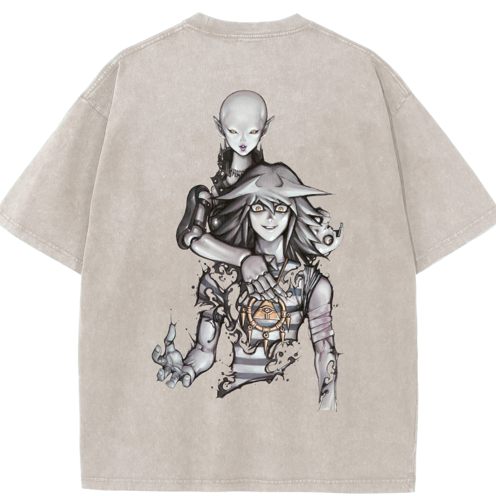 （画像用） 遊☆戯☆王 Yu-Gi-Oh! 綿100% ヴィンテージ風 半袖Tシャツ（背面プリント）
