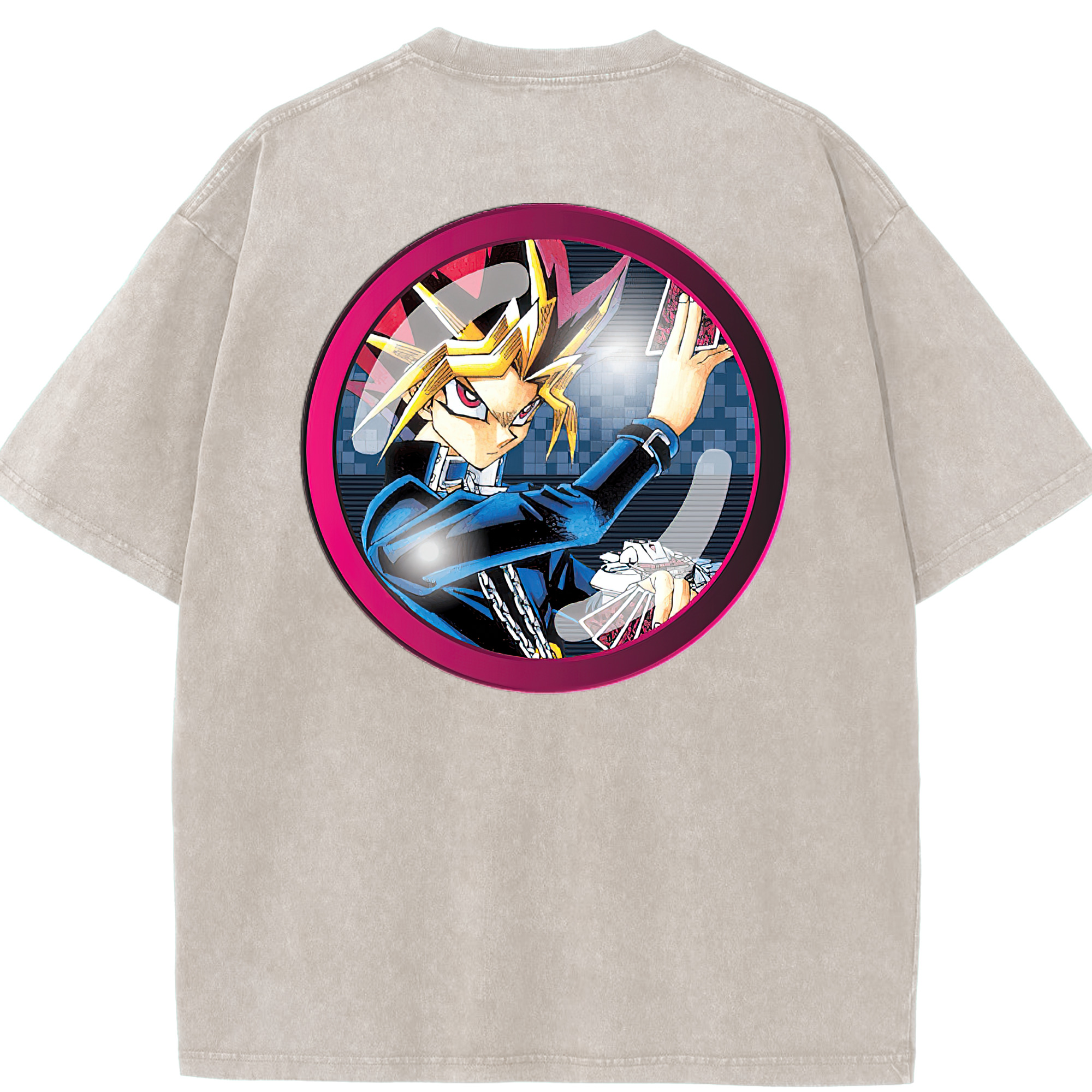 （画像用） 遊☆戯☆王 Yu-Gi-Oh! 綿100% ヴィンテージ風 半袖Tシャツ（背面プリント）