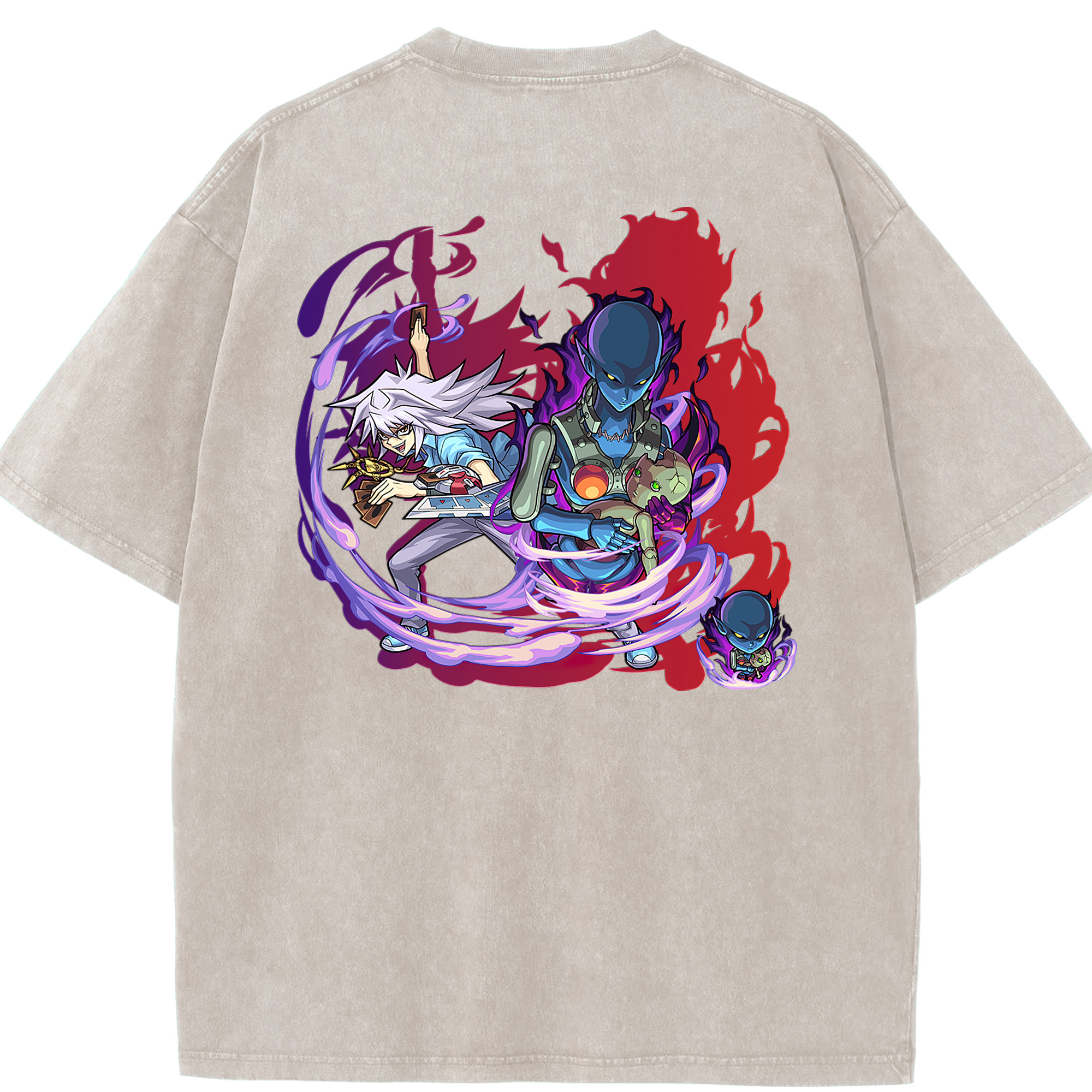 （画像用） 遊☆戯☆王 Yu-Gi-Oh! 綿100% ヴィンテージ風 半袖Tシャツ（背面プリント）