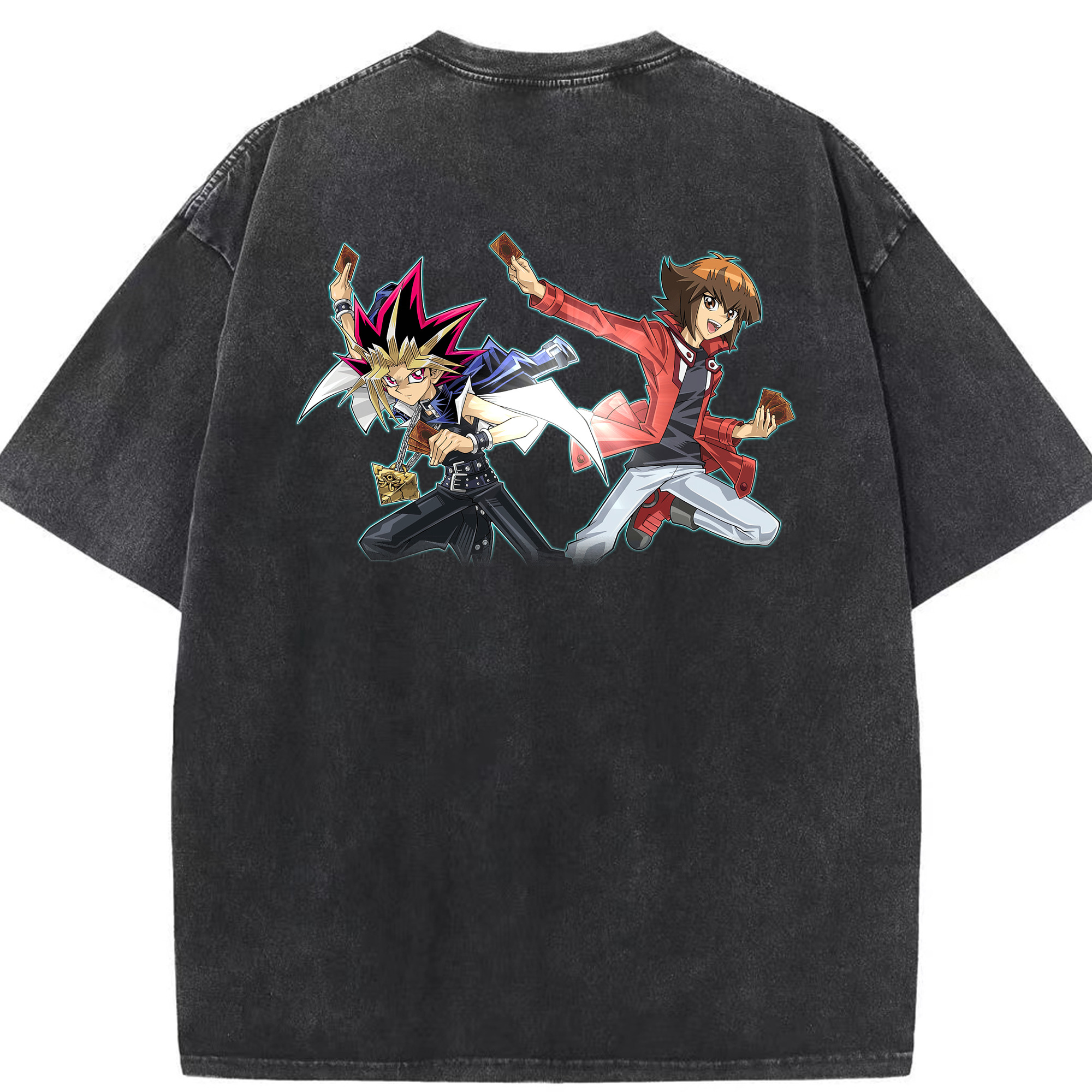 （画像用） 遊☆戯☆王 Yu-Gi-Oh! 綿100% ヴィンテージ風 半袖Tシャツ（背面プリント）