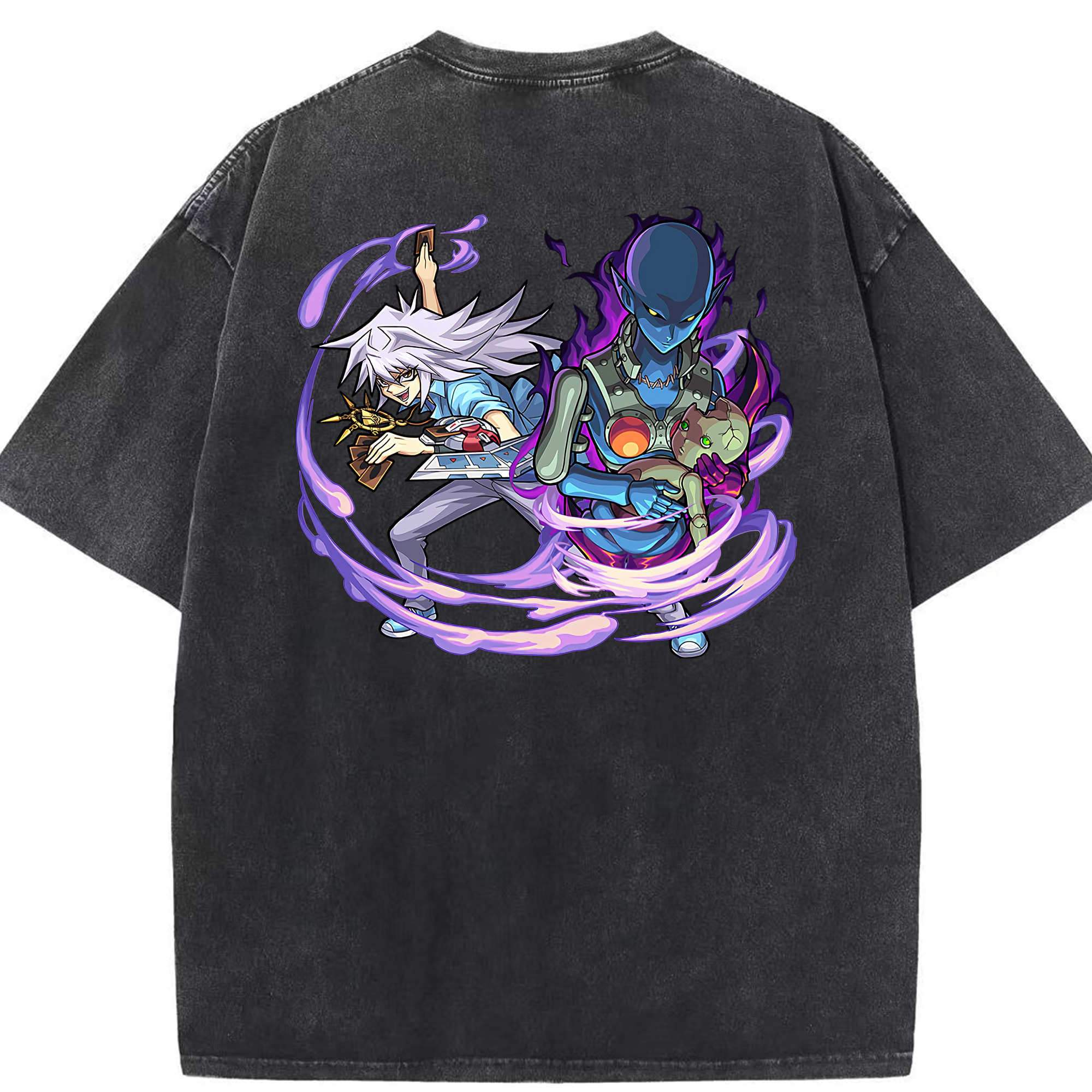（画像用） 遊☆戯☆王 Yu-Gi-Oh! 綿100% ヴィンテージ風 半袖Tシャツ（背面プリント）