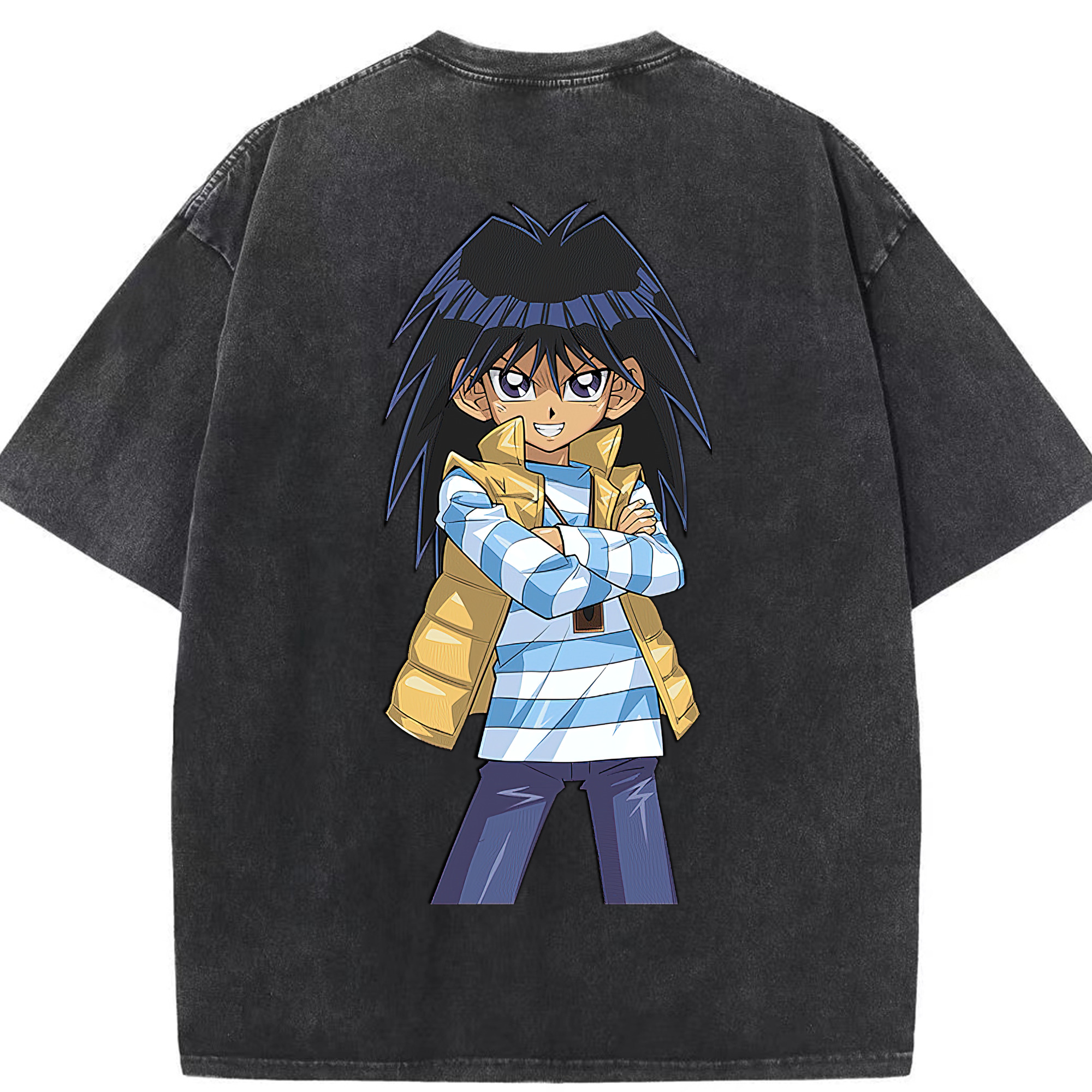（画像用） 遊☆戯☆王 Yu-Gi-Oh! 綿100% ヴィンテージ風 半袖Tシャツ（背面プリント）