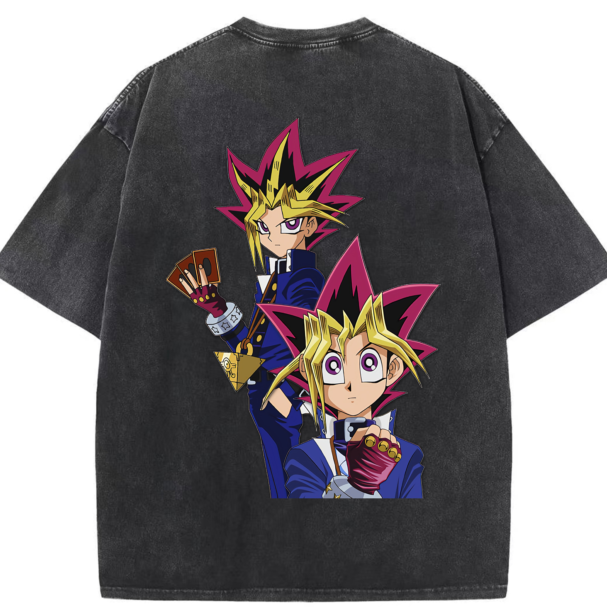 （画像用） 遊☆戯☆王 Yu-Gi-Oh! 綿100% ヴィンテージ風 半袖Tシャツ（背面プリント）