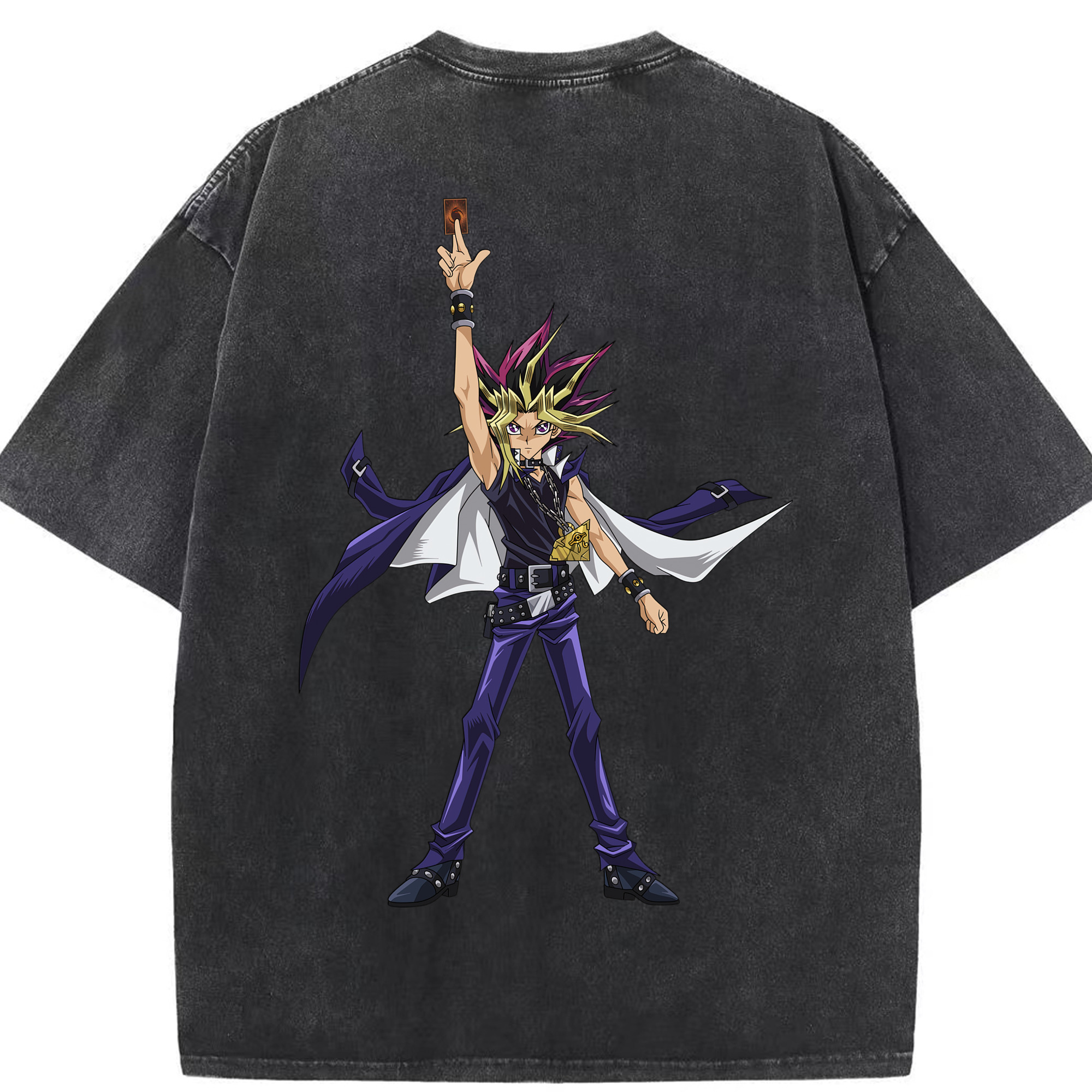 （画像用） 遊☆戯☆王 Yu-Gi-Oh! 綿100% ヴィンテージ風 半袖Tシャツ（背面プリント）