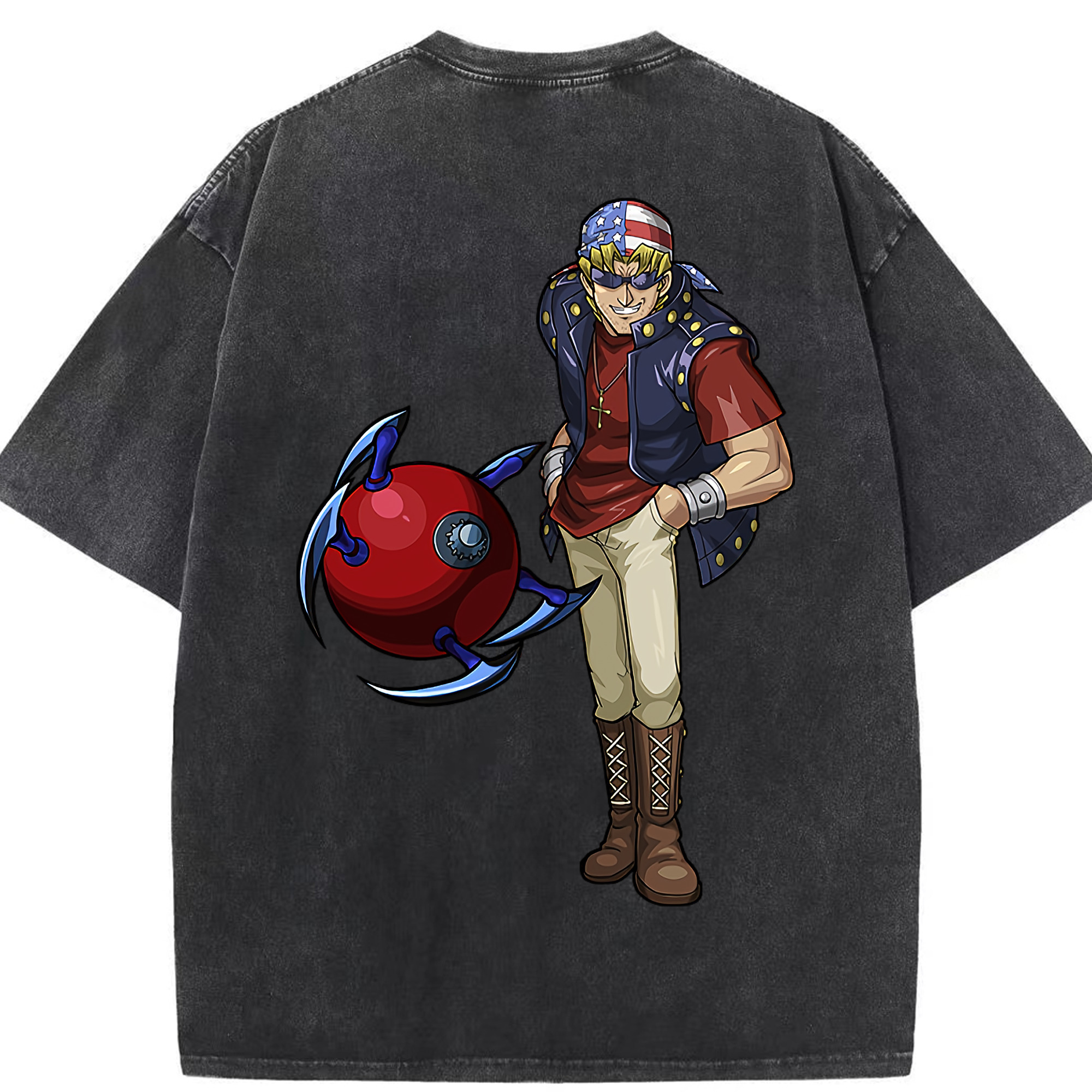 （画像用） 遊☆戯☆王 Yu-Gi-Oh! 綿100% ヴィンテージ風 半袖Tシャツ（背面プリント）