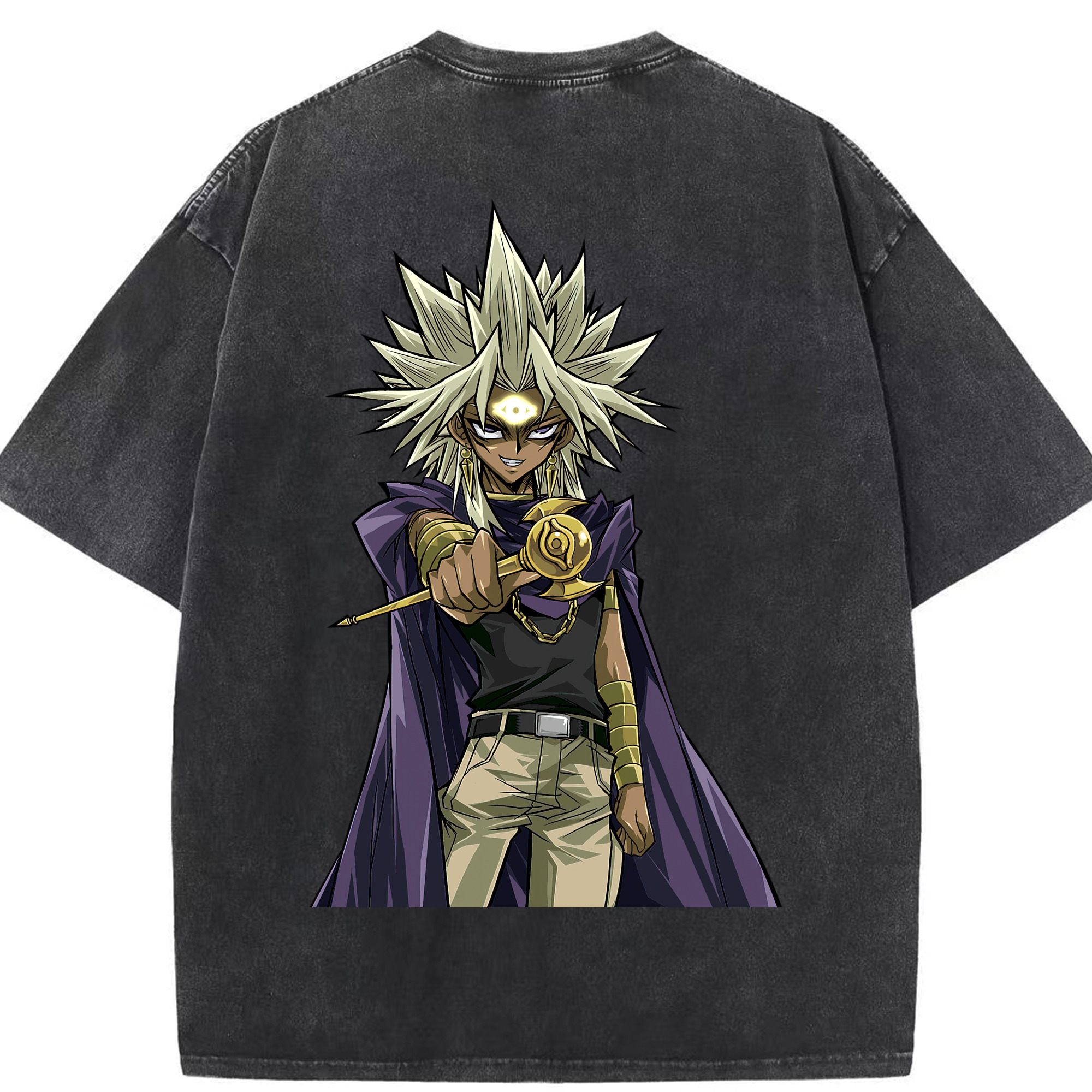 （画像用） 遊☆戯☆王 Yu-Gi-Oh! 綿100% ヴィンテージ風 半袖Tシャツ（背面プリント）