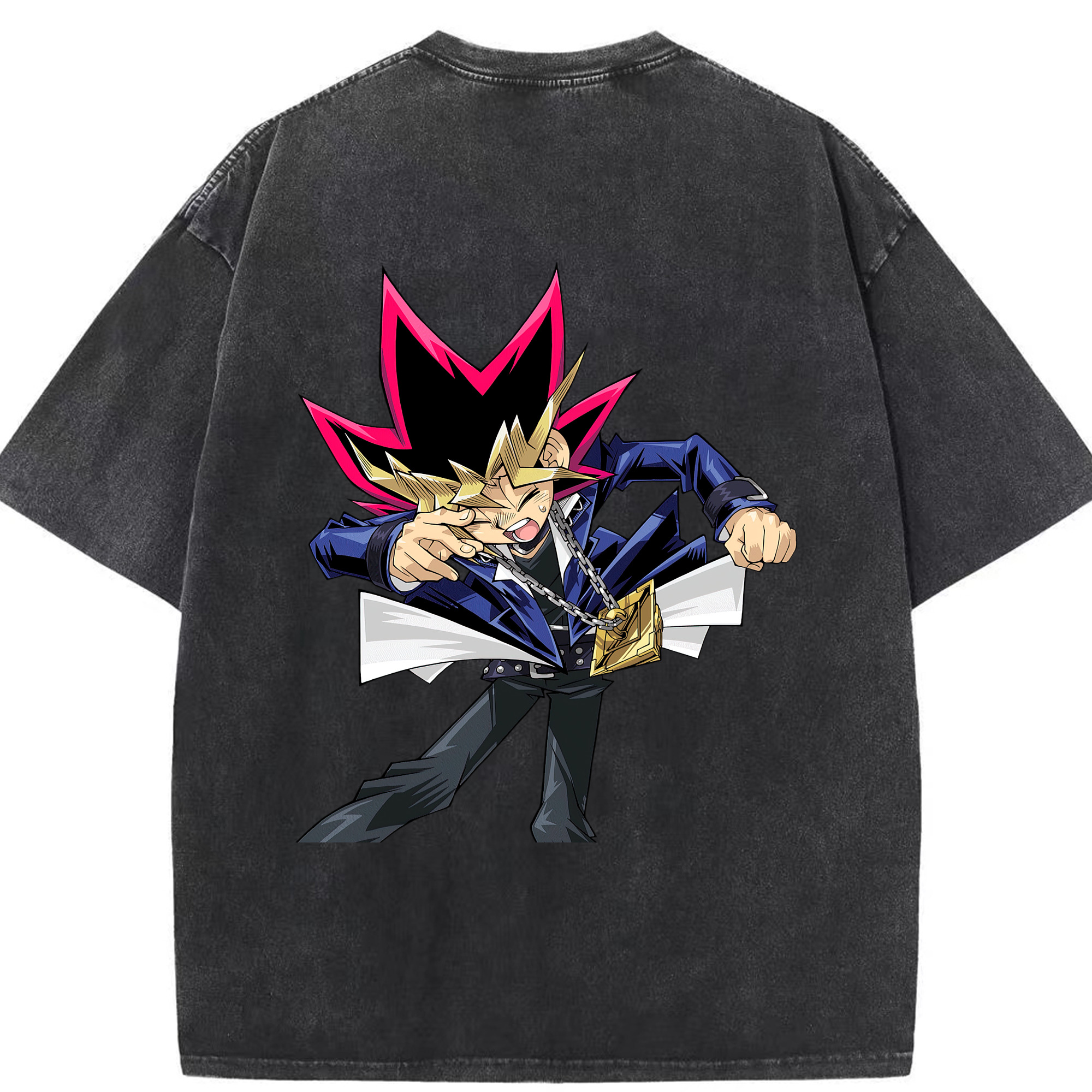 （画像用） 遊☆戯☆王 Yu-Gi-Oh! 綿100% ヴィンテージ風 半袖Tシャツ（背面プリント）